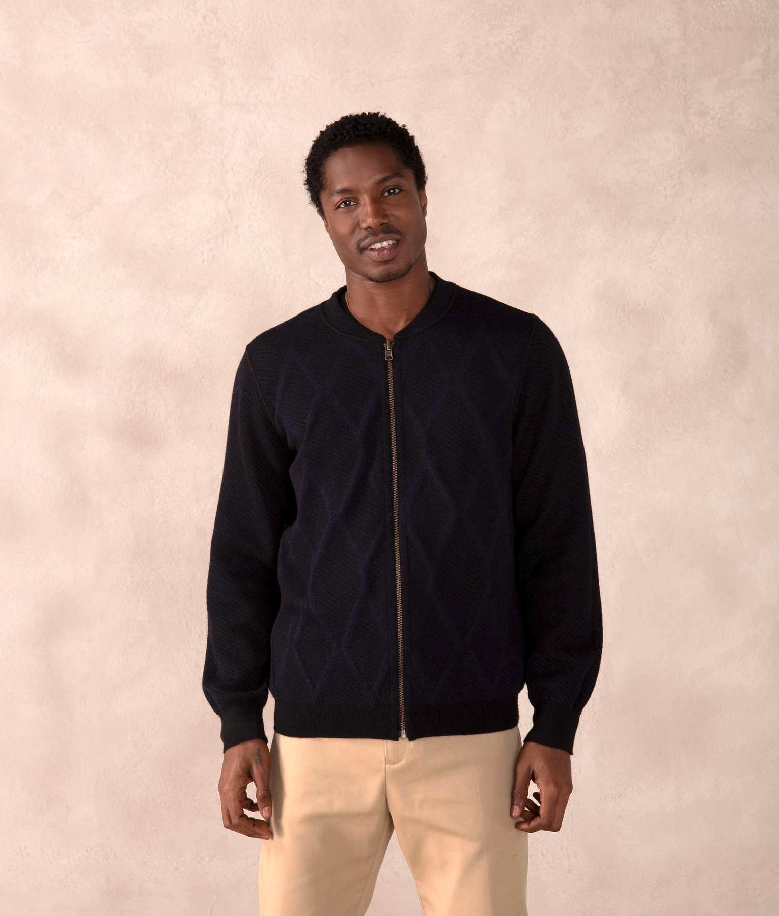 Founded Reversible Cardigan-S - Black and Blue - Men's