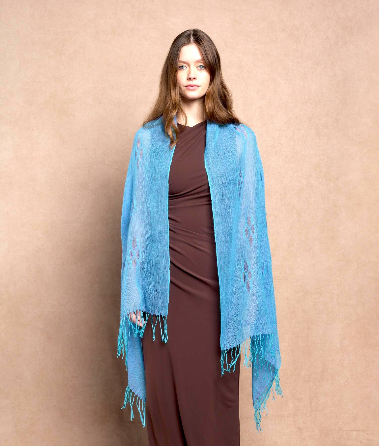 Cocos Twisted Fringe Shawl - Handwoven