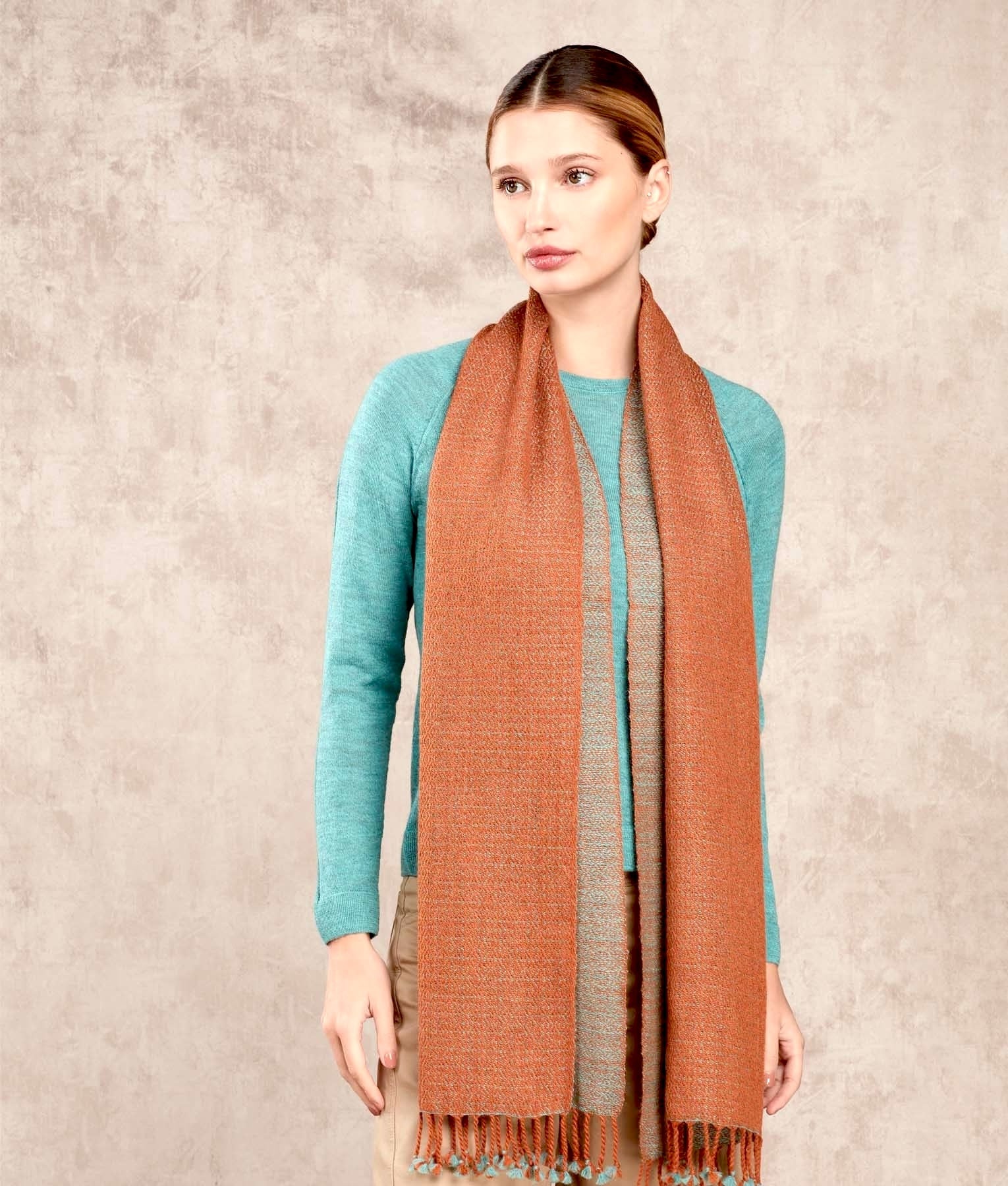 Diamante - Scarf - Brick and Teal - Unisex