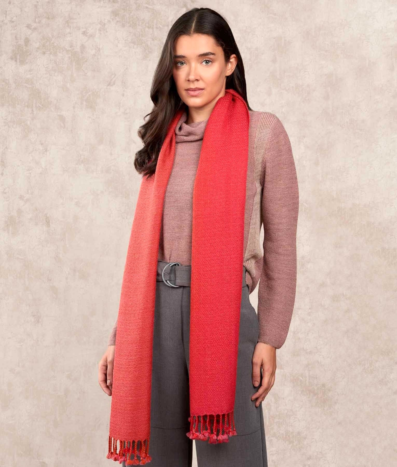 Diamante - Scarf - Red and Orange - Unisex