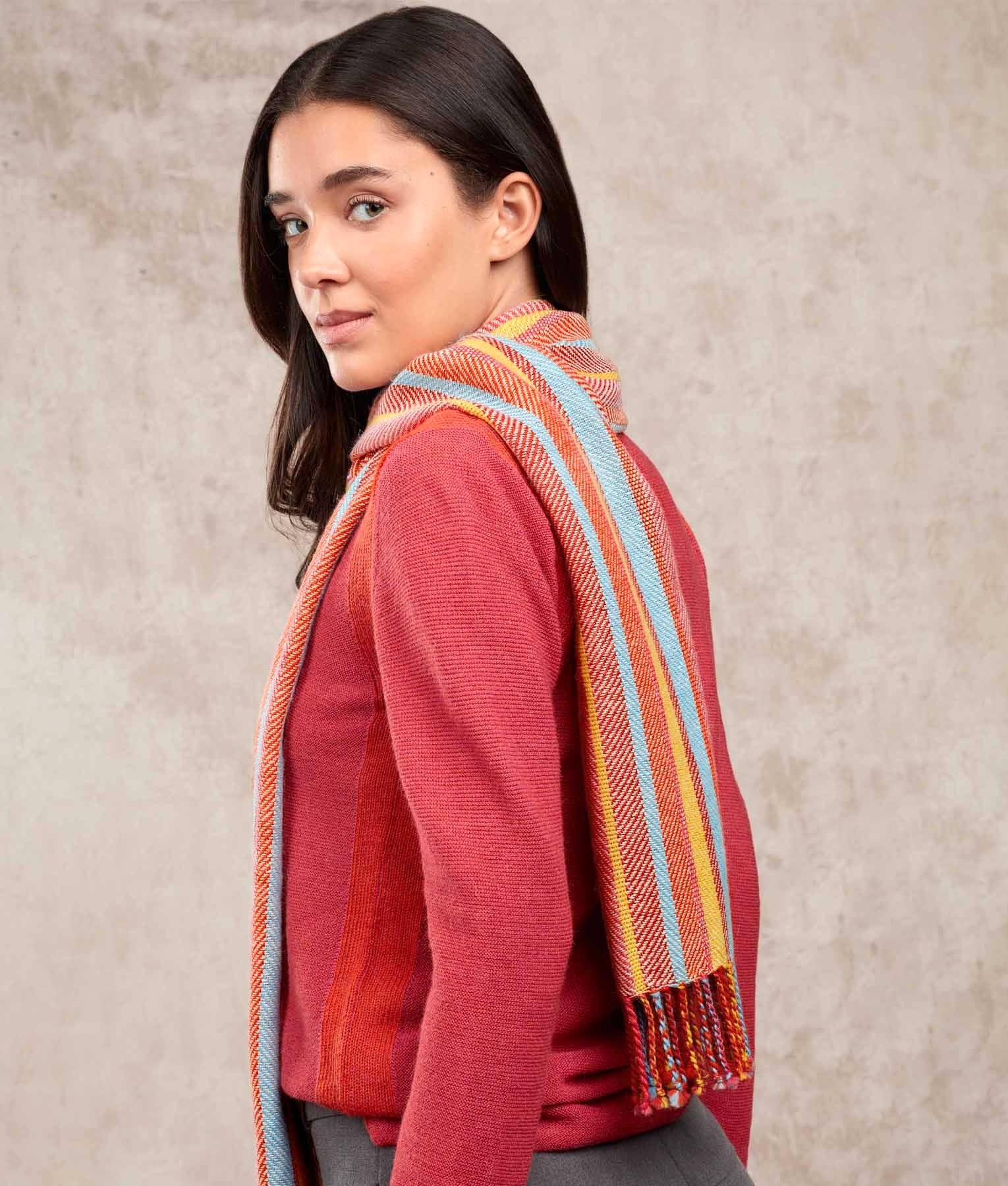 Herringbone Striped Scarf - Multicoloured C002 - Unisex