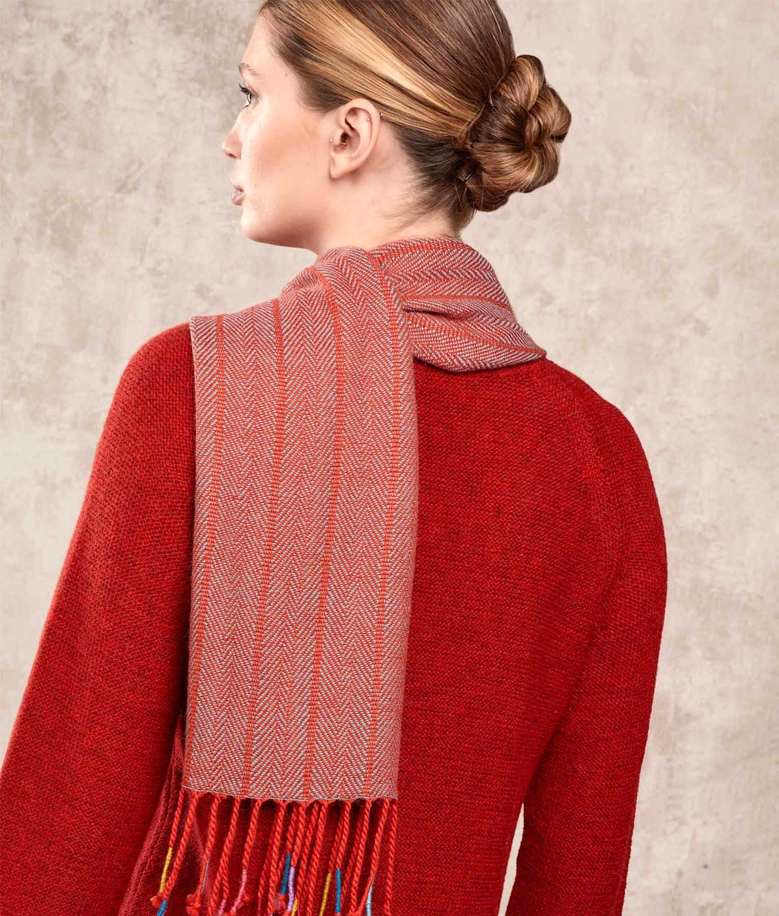Bicolour Herringbone - Scarf - Red - Unisex