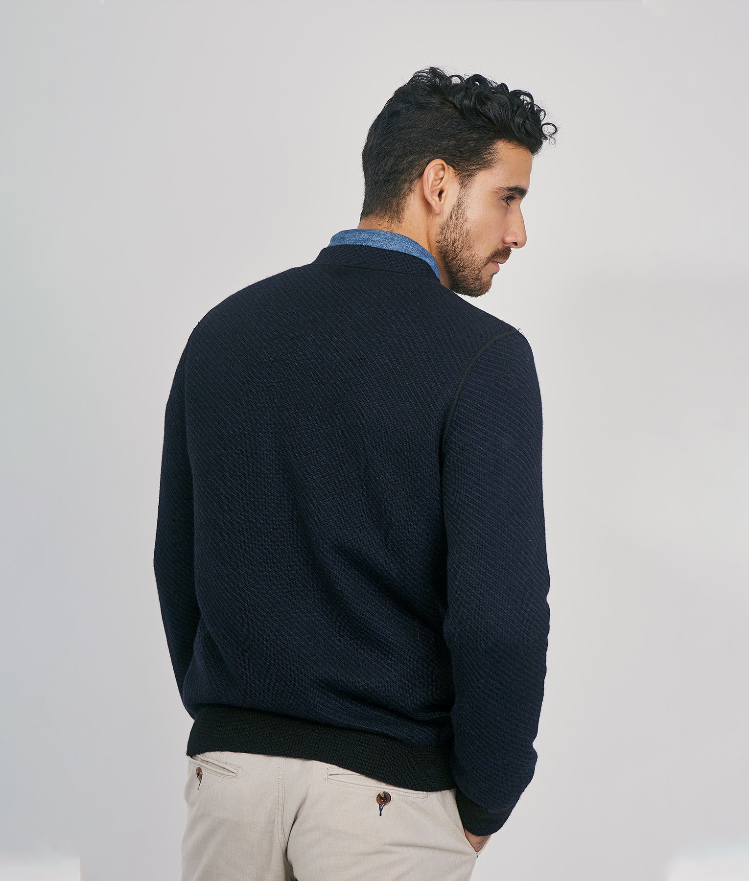 Founded Reversible Cardigan-S - Black and Blue - Men's