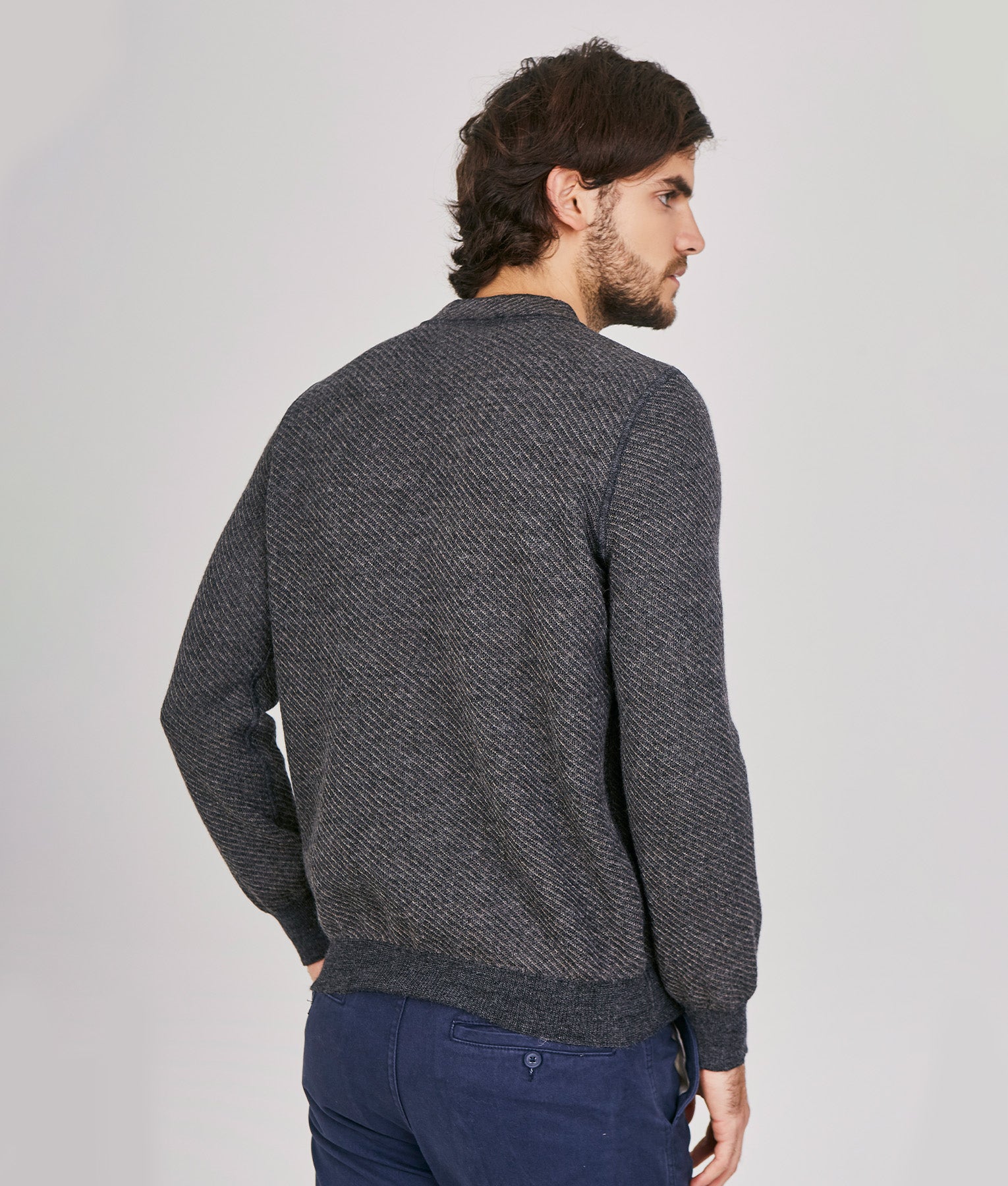 Founded Reversible Cardigan - Grey and Oatmeal - Men's