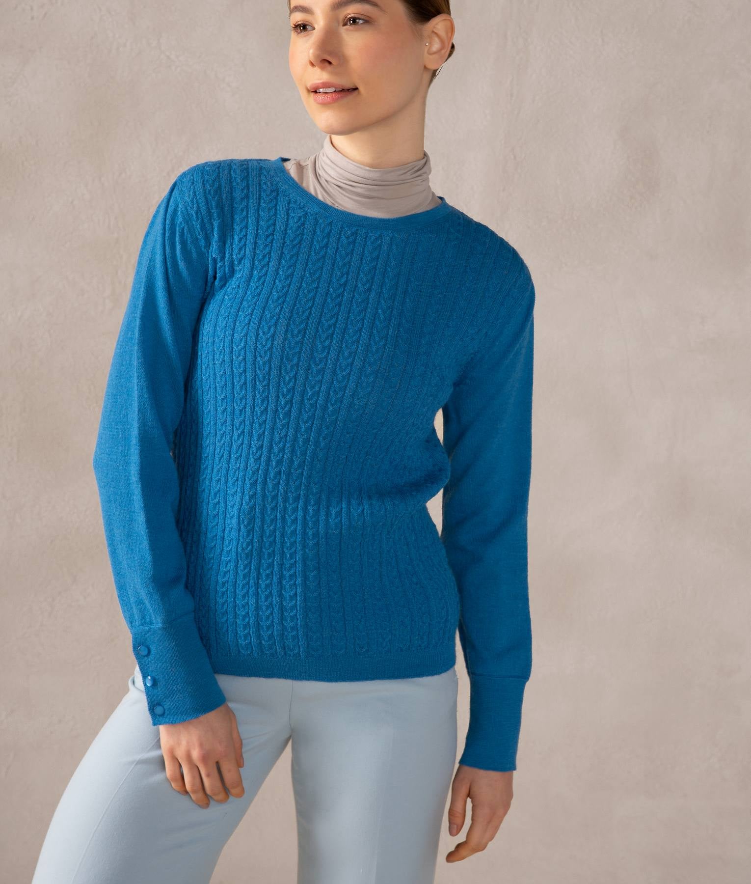 Wheat Cable Crew Neck Pullover AZ4176