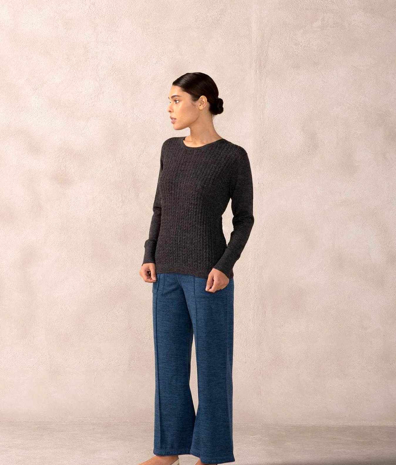 Wheat Cable Crew Neck Pullover 403