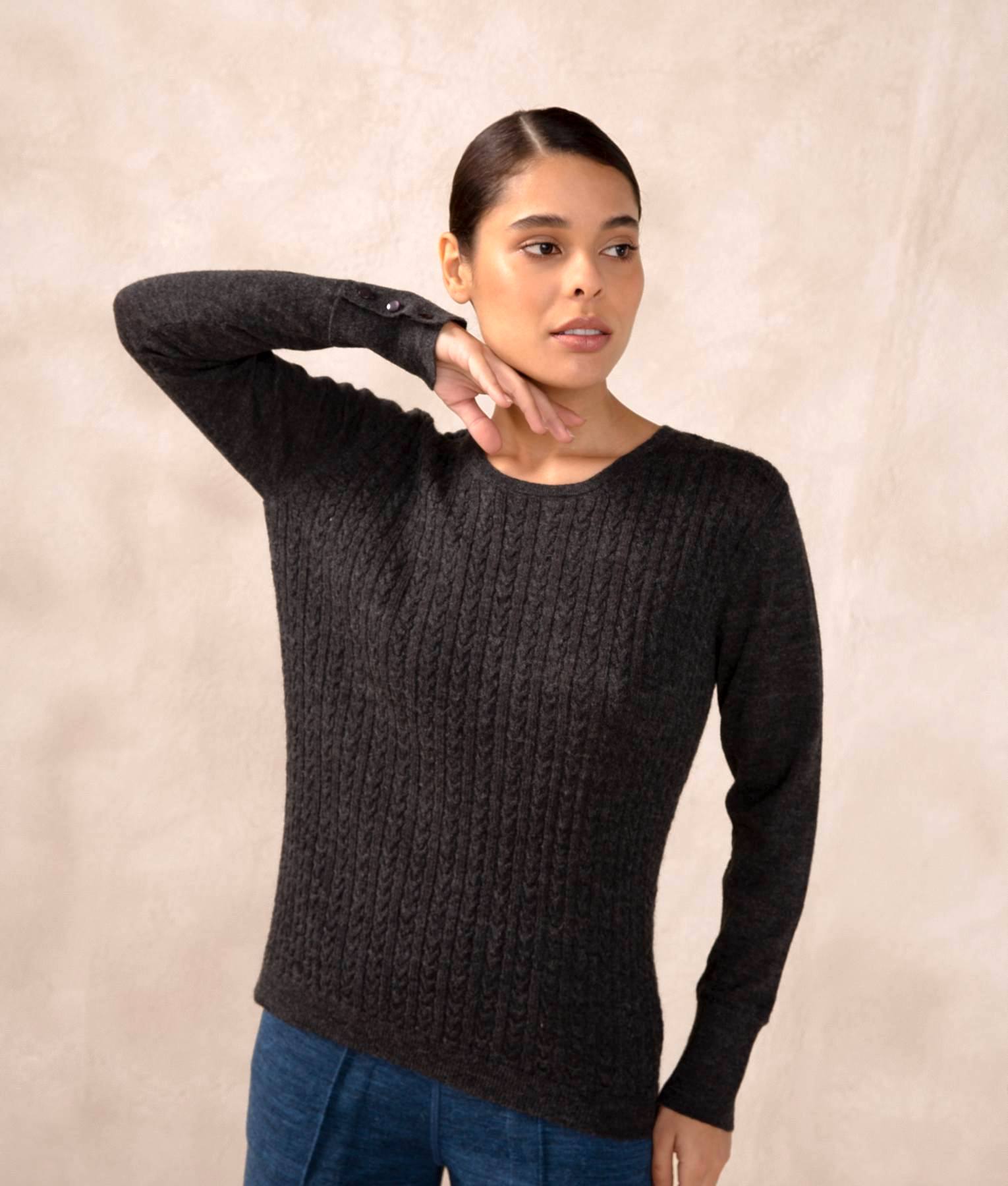 Wheat Cable Crew Neck Pullover 403