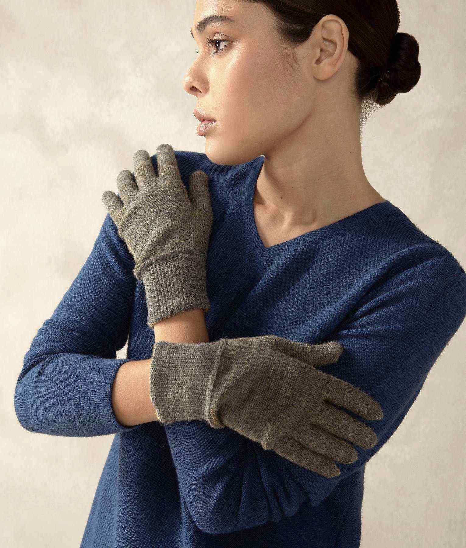Reversible Gloves - Mustard and Grey - Unisex