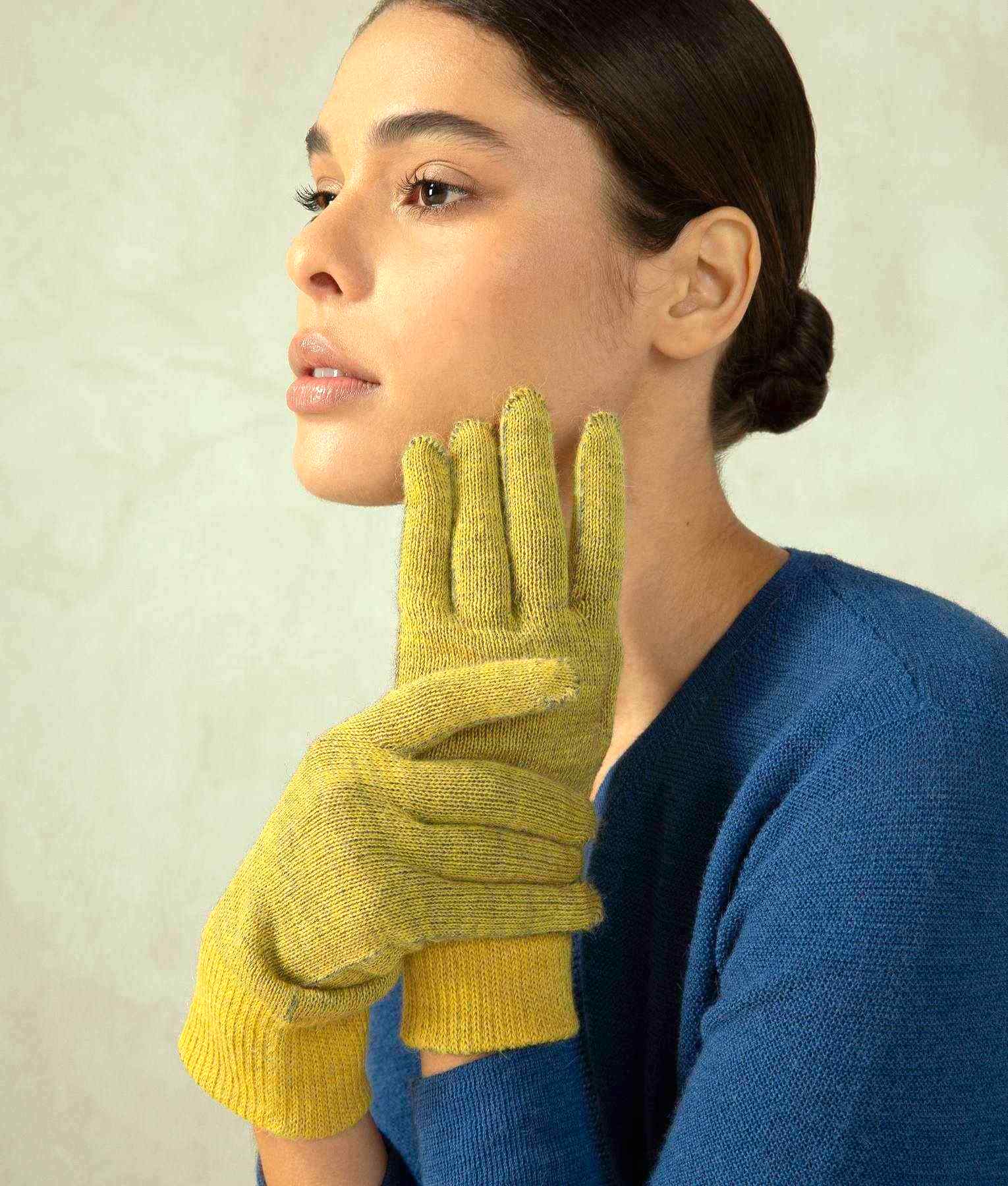 Reversible Gloves - Mustard and Grey - Unisex