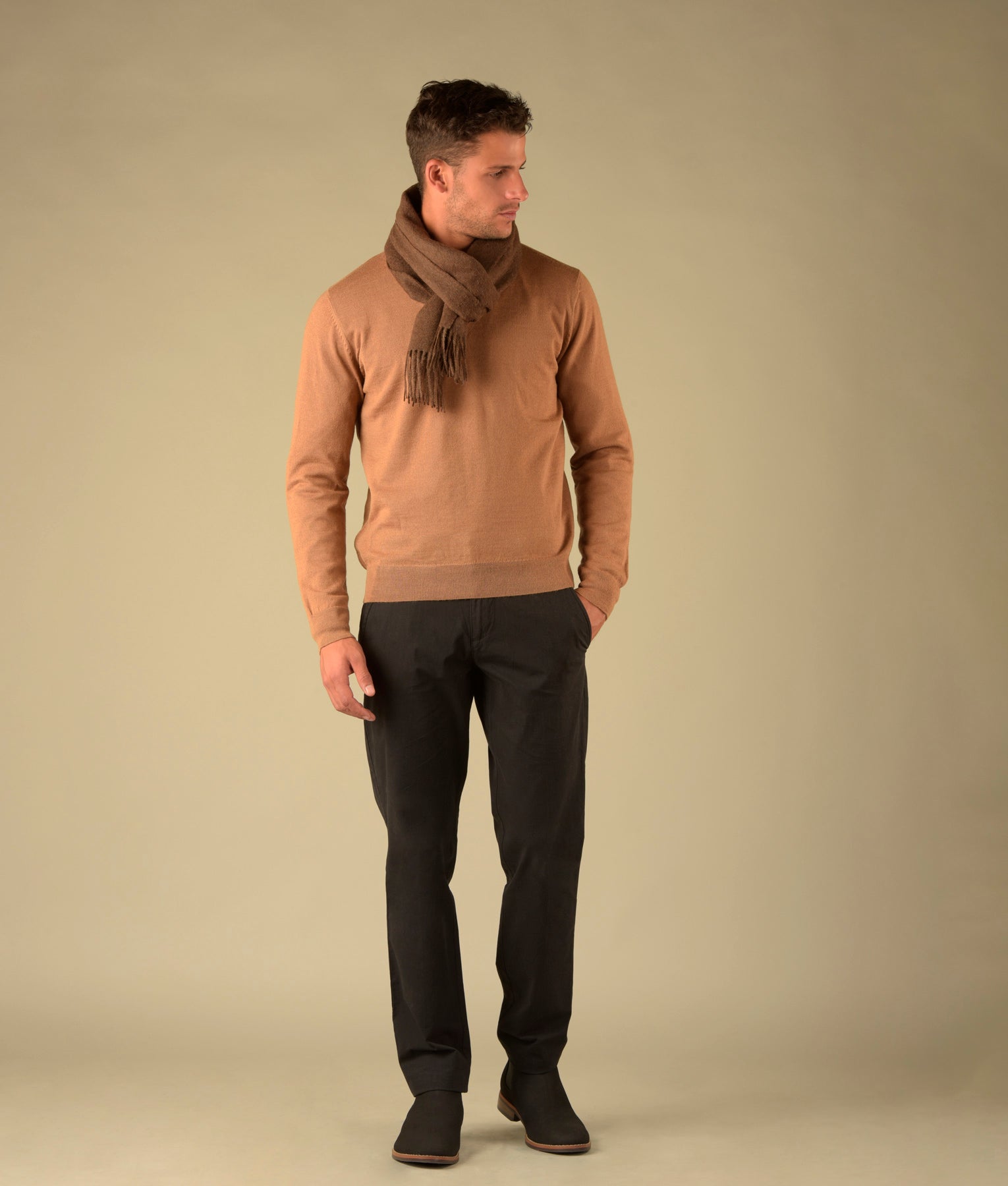 Long brushed scarf Heathered brown213