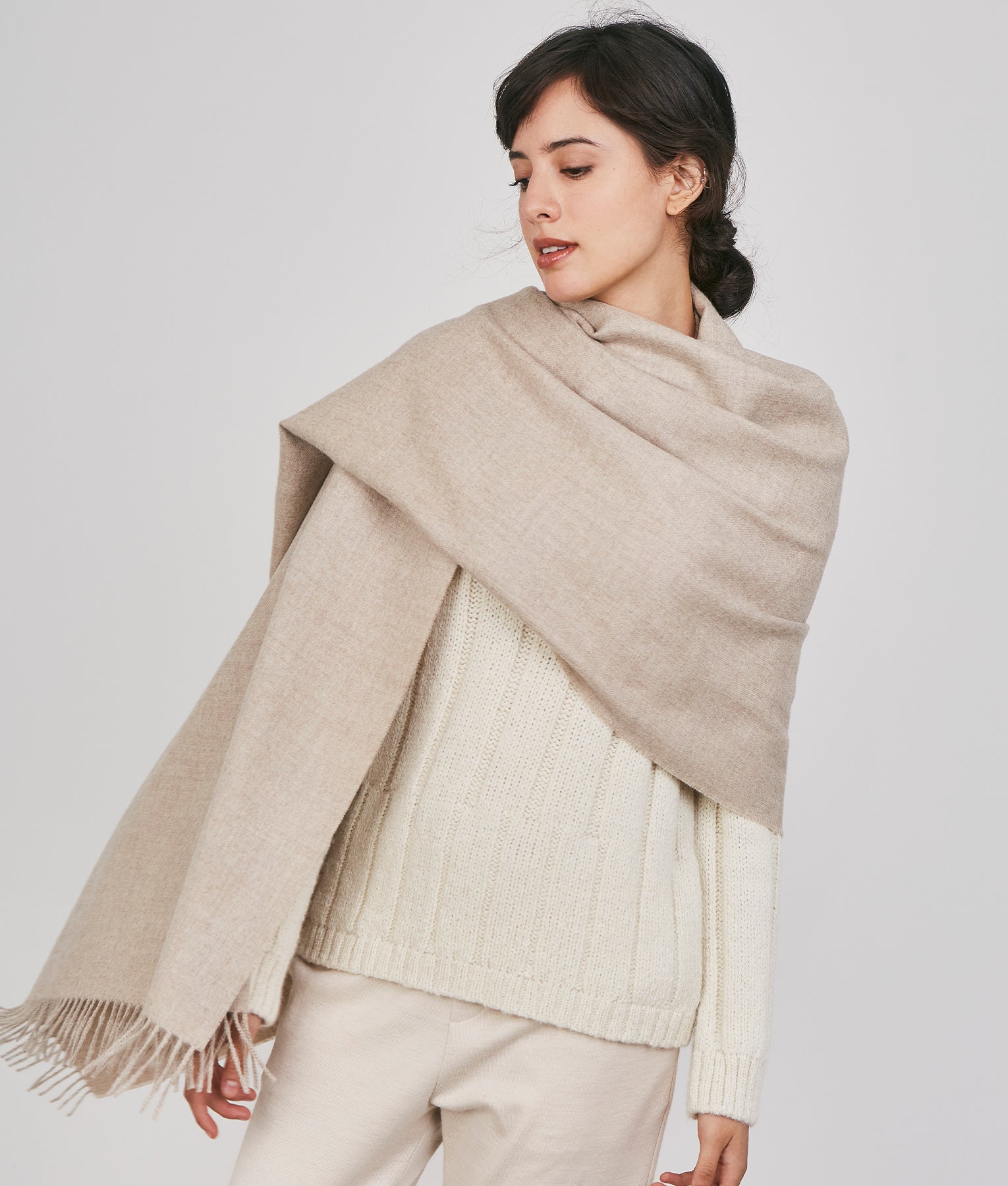 Premium Baby Alpaca Shawl - Oatmeal - Unisex