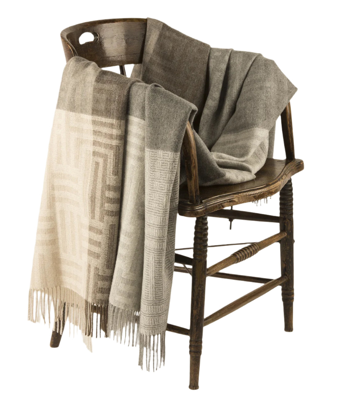 Interwoven Pattern - Throw (Blanket) - White and Greys