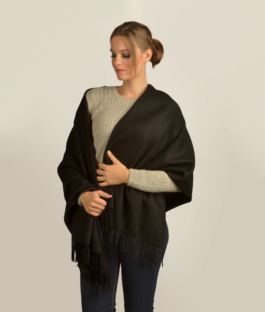 Premium Alpaca Shawl - Black - Unisex