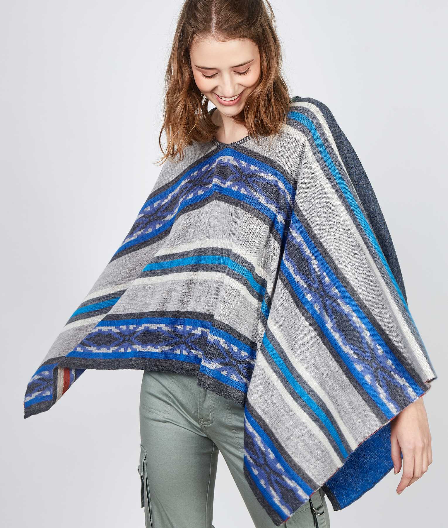 Inclined Poncho Reversible C002