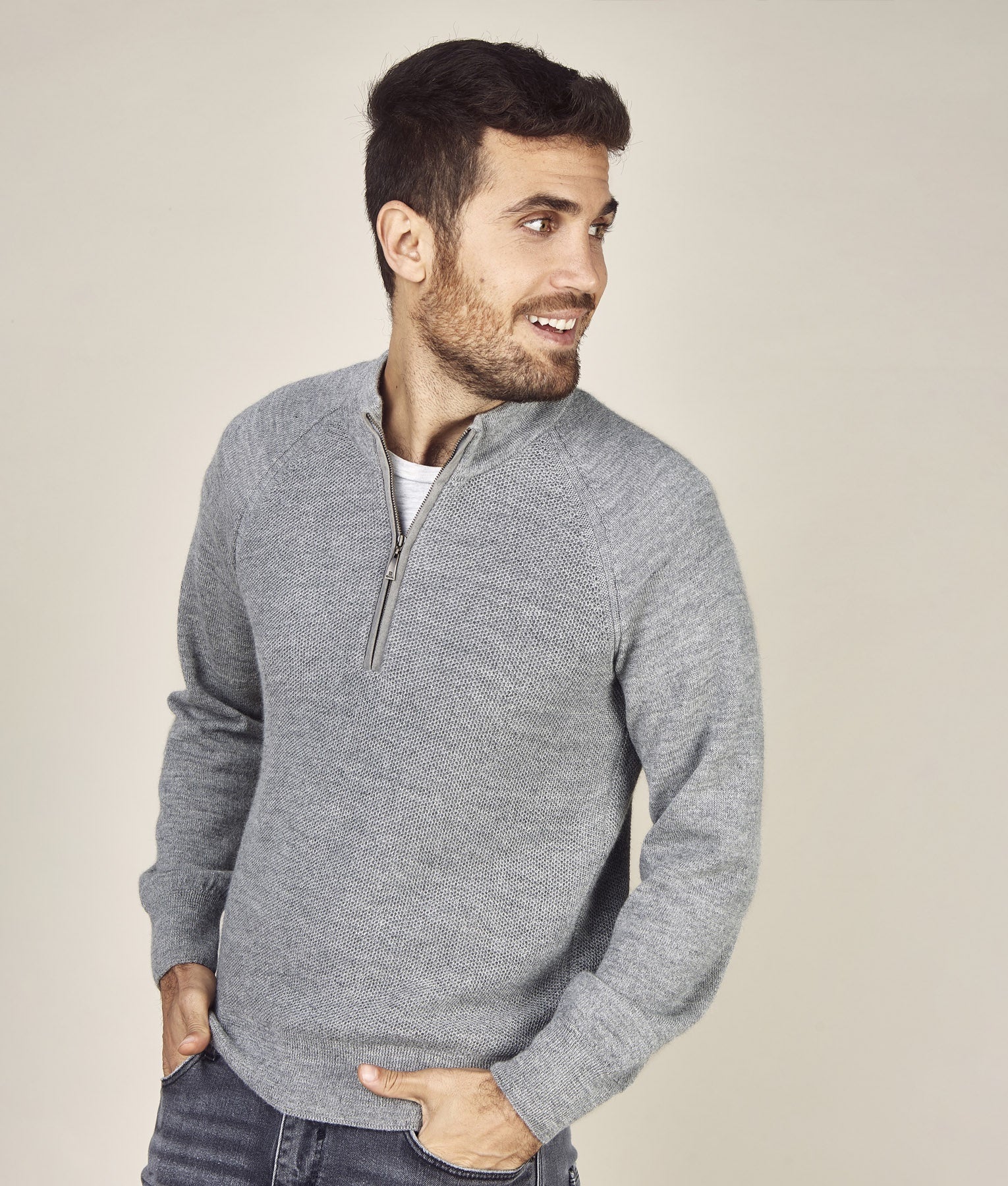 Jersey & Honey Comb Mock Neck Jumper 401