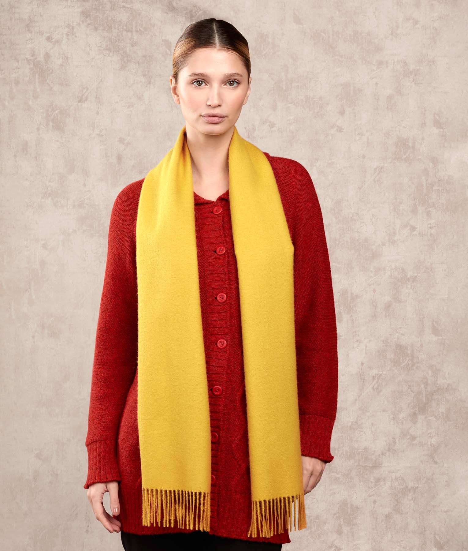 Long Baby Alpaca Scarf - Mustard AM110013 - Unisex