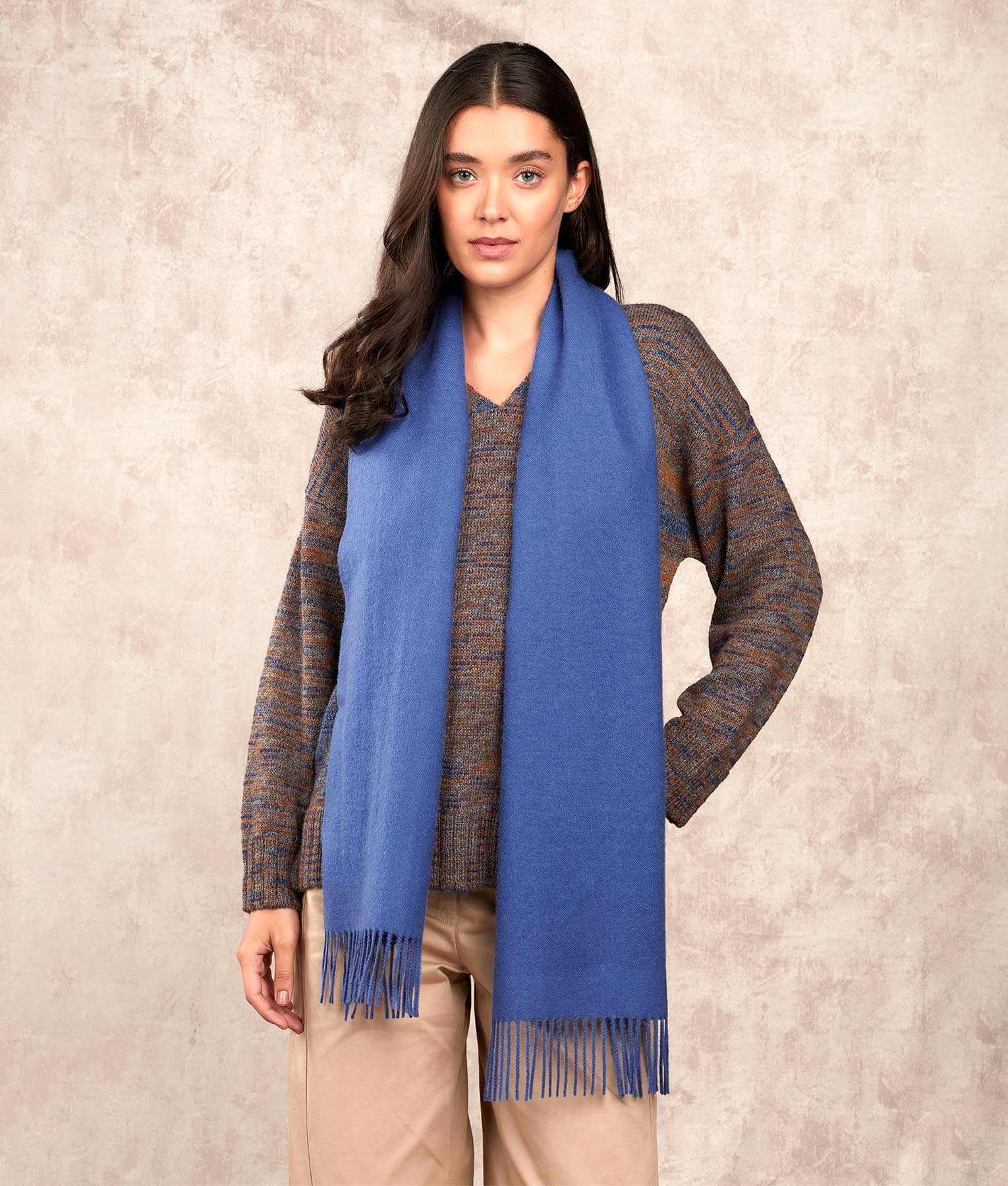 Long Baby Alpaca Scarf - Blue AZ15093 - Unisex