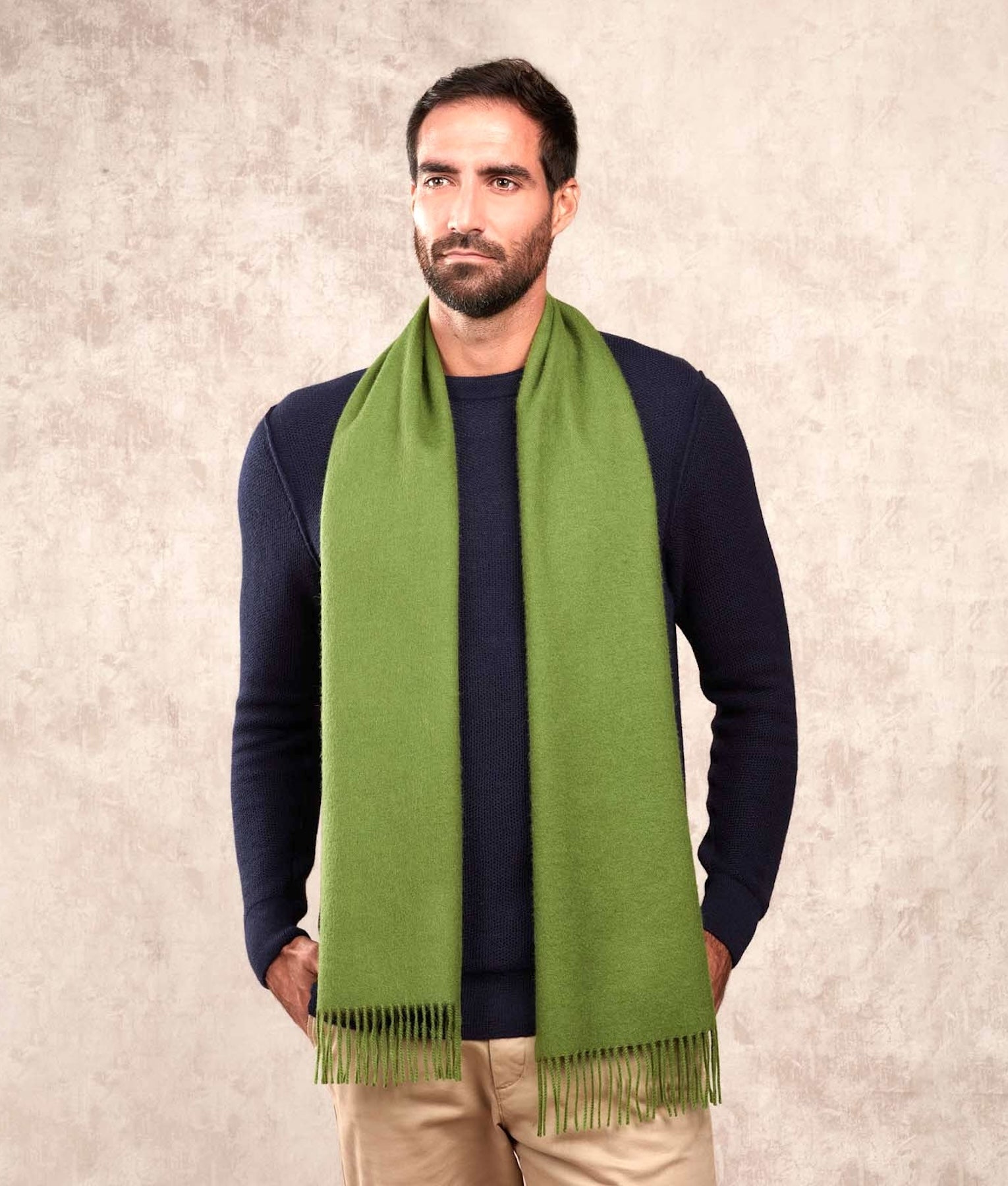 Long Brushed Scarf - Green M2130 - Unisex