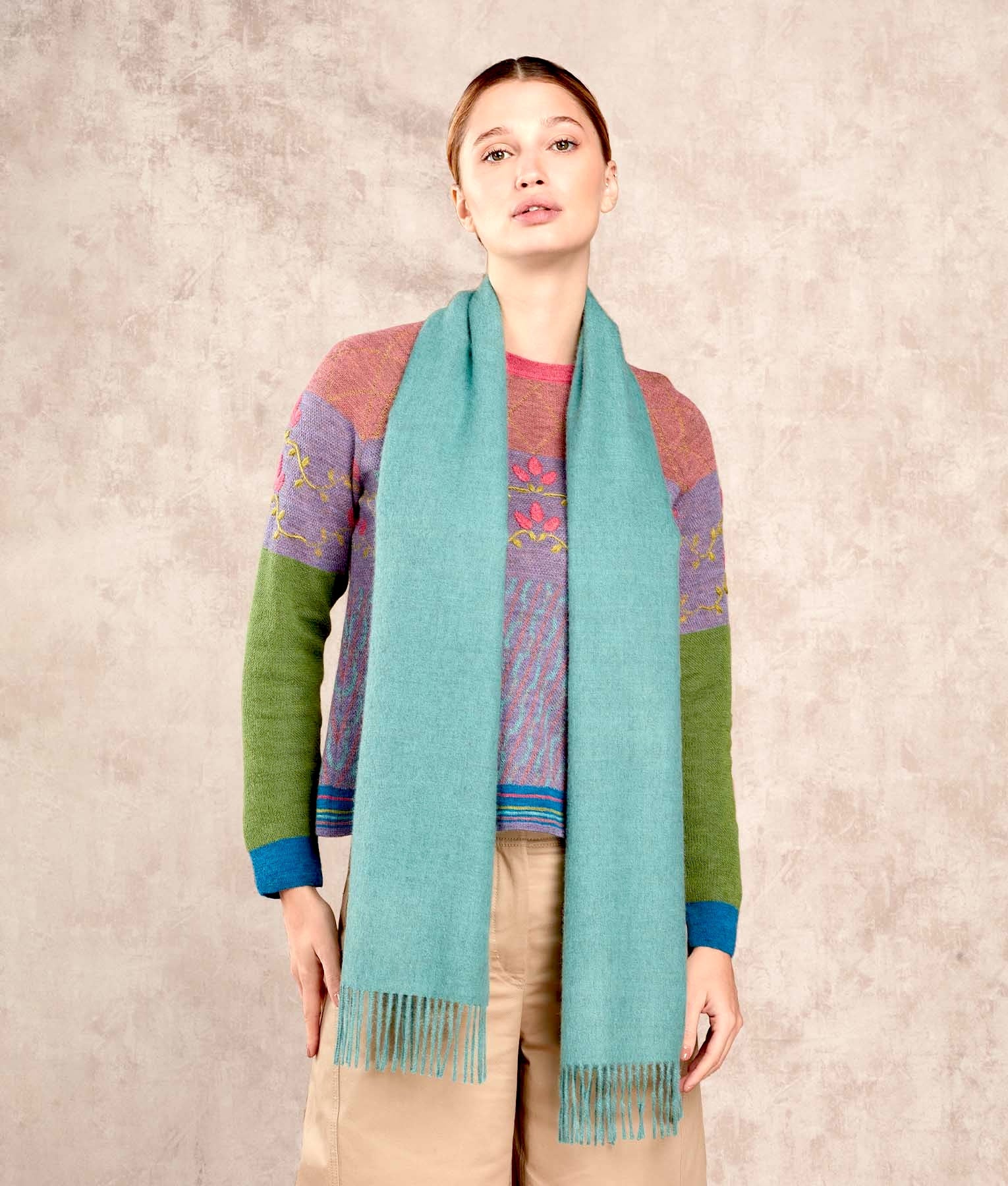 Long Brushed Scarf - Jade Frost M6857 - Unisex