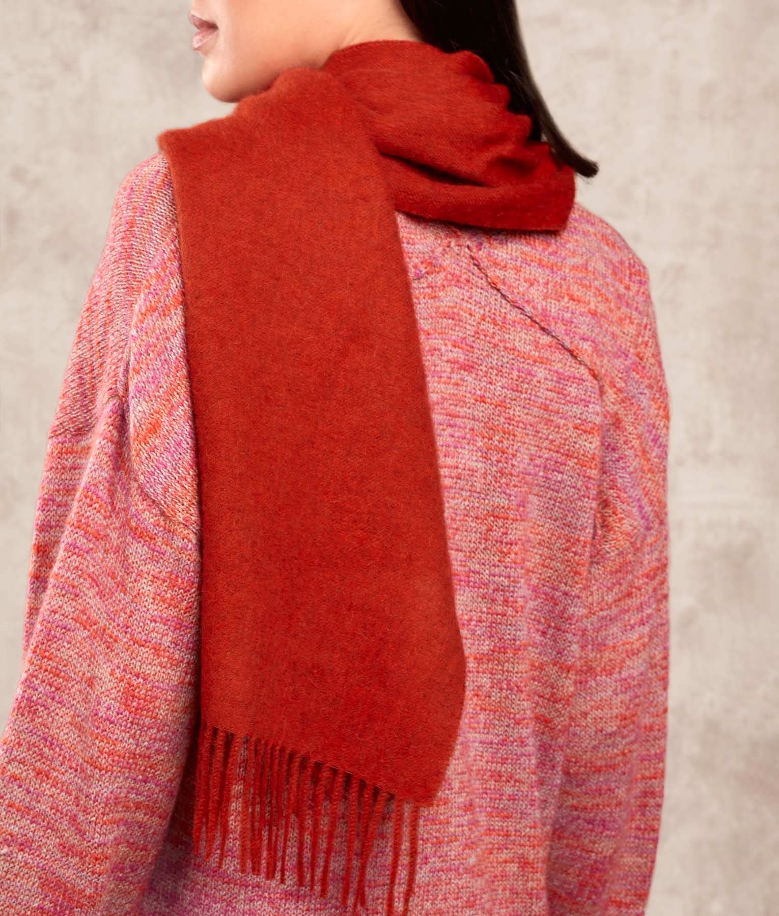 Long Baby Alpaca Scarf - Heather Red M6858 - Unisex