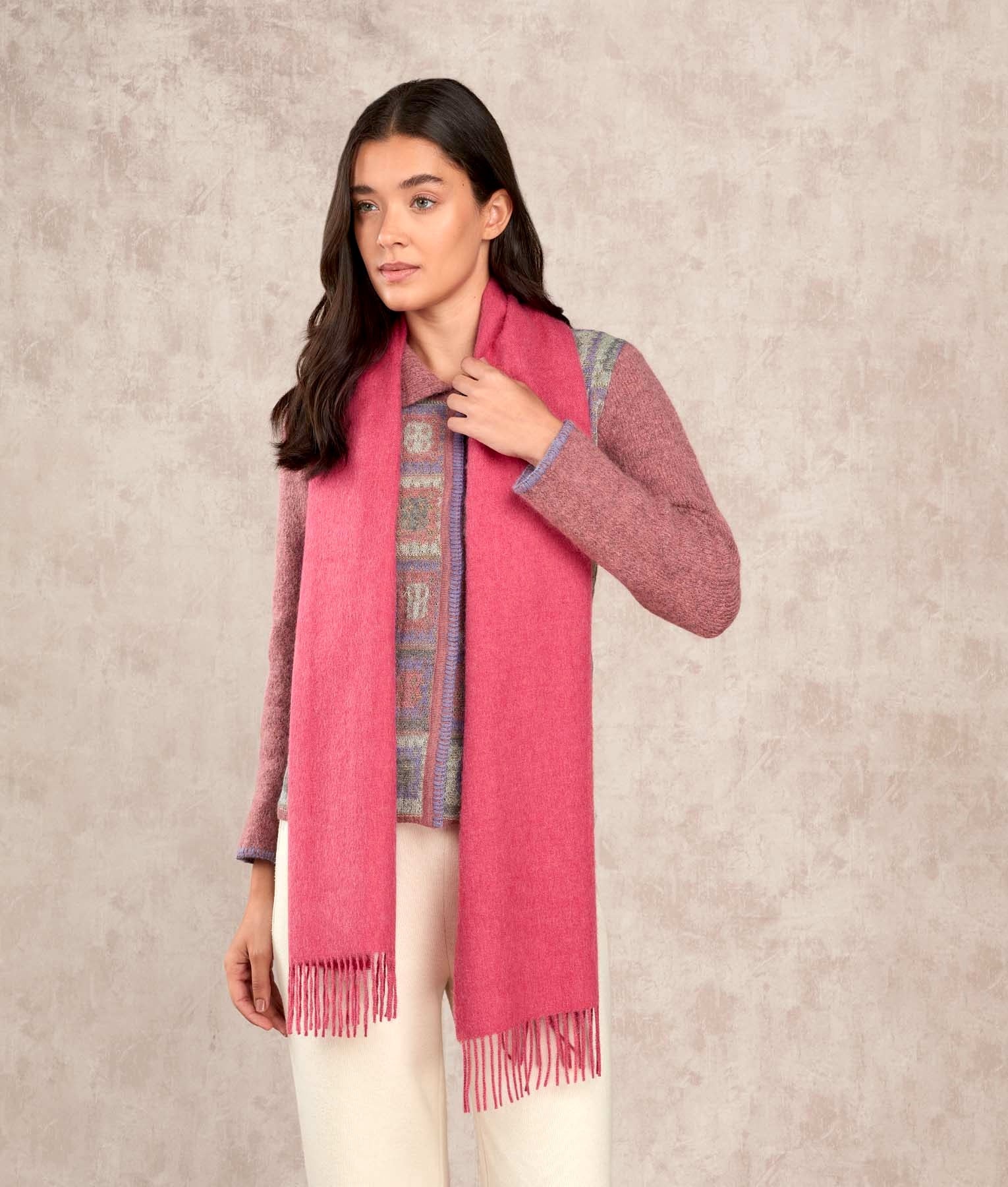 Long Baby Alpaca Scarf - Heather French Rose M6861 - Unisex