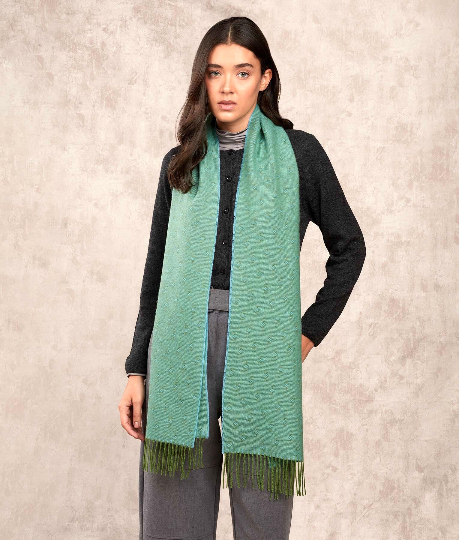 Los Adoquines Alpaca Scarf - Green & Light Blue C010 - Unisex