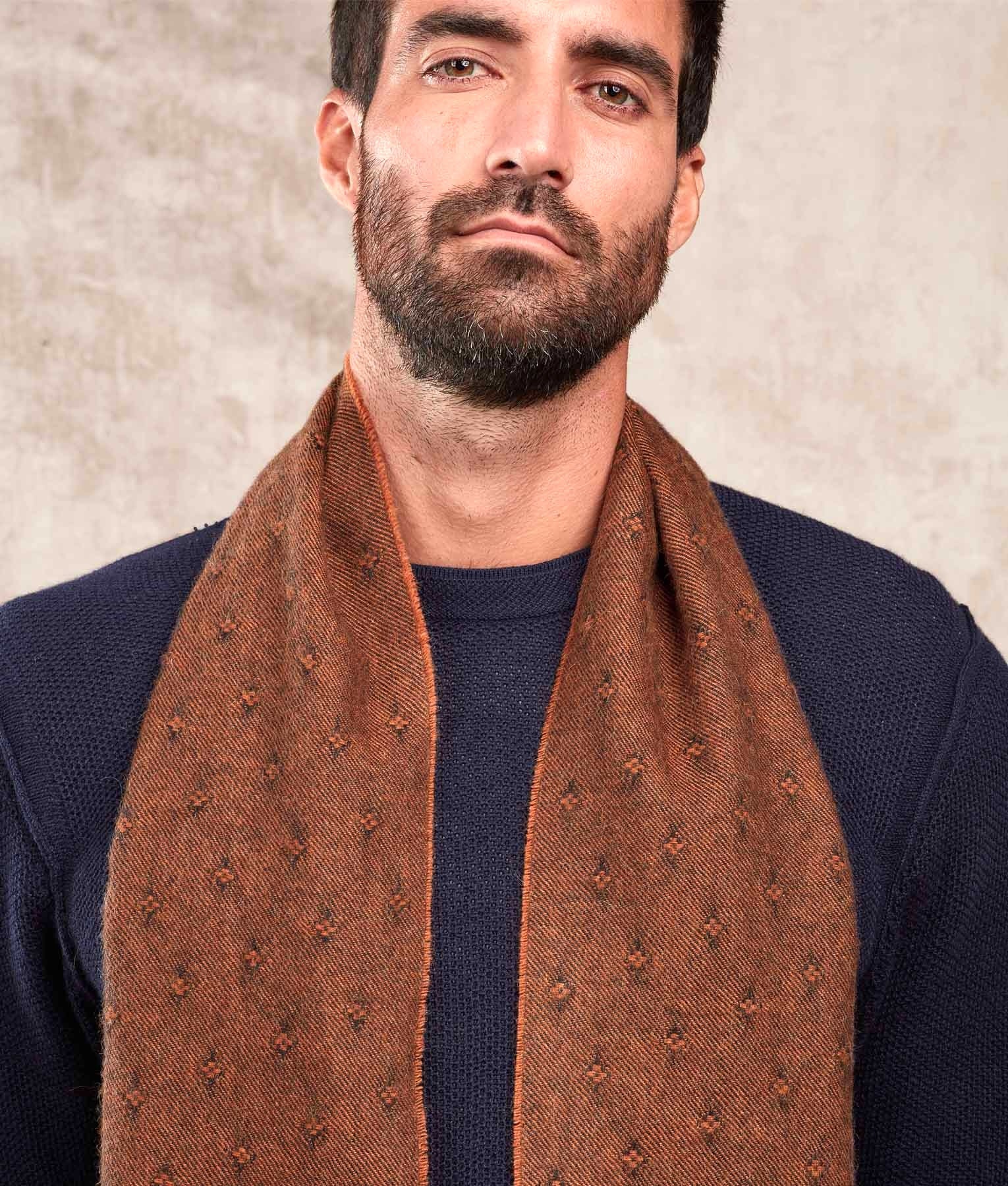 Los Adoquines Alpaca Scarf - Navy & Brick C001 - Unisex