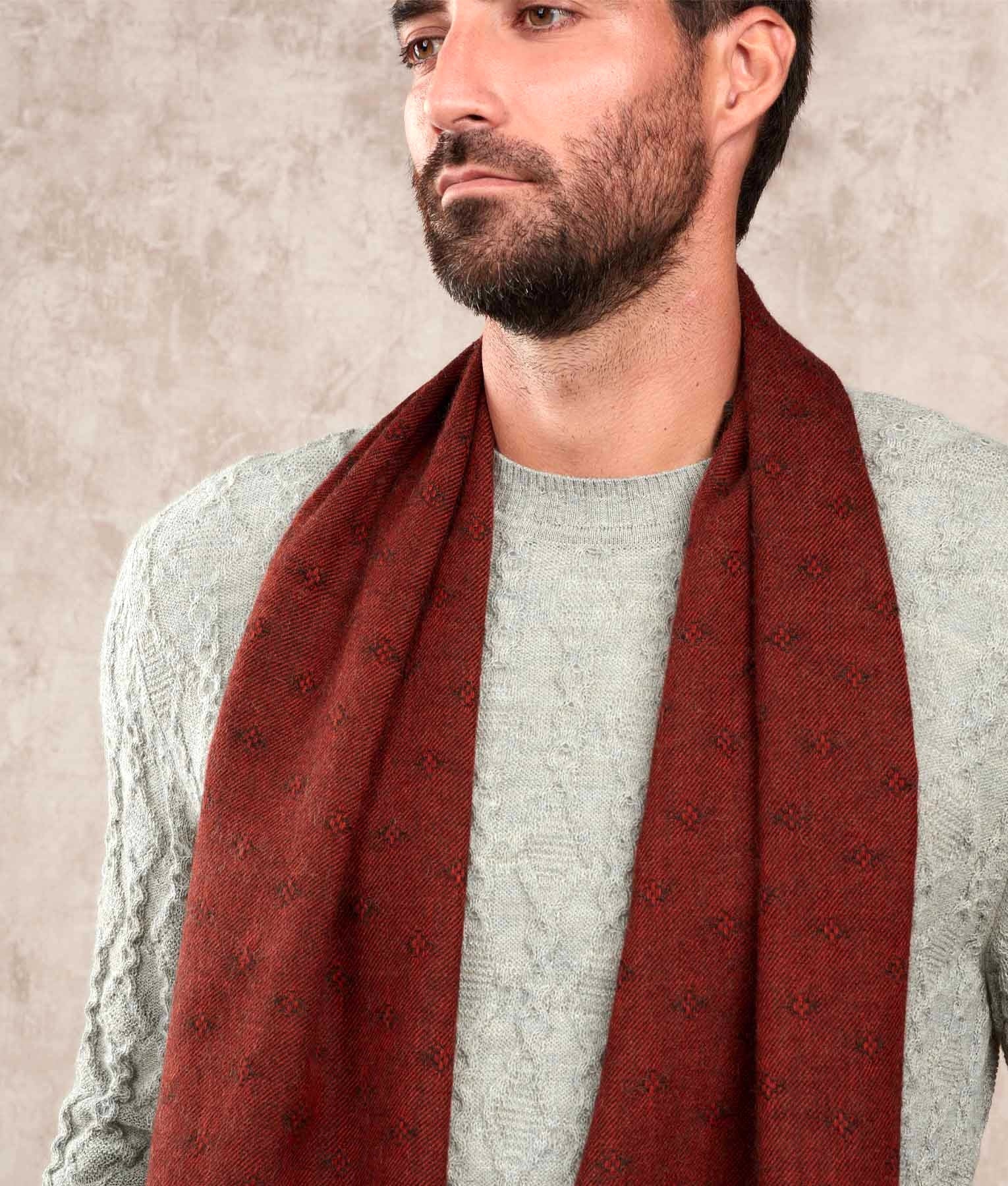 Los Adoquines Alpaca Scarf - Heather Tomato & Charcoal C005 - Unisex