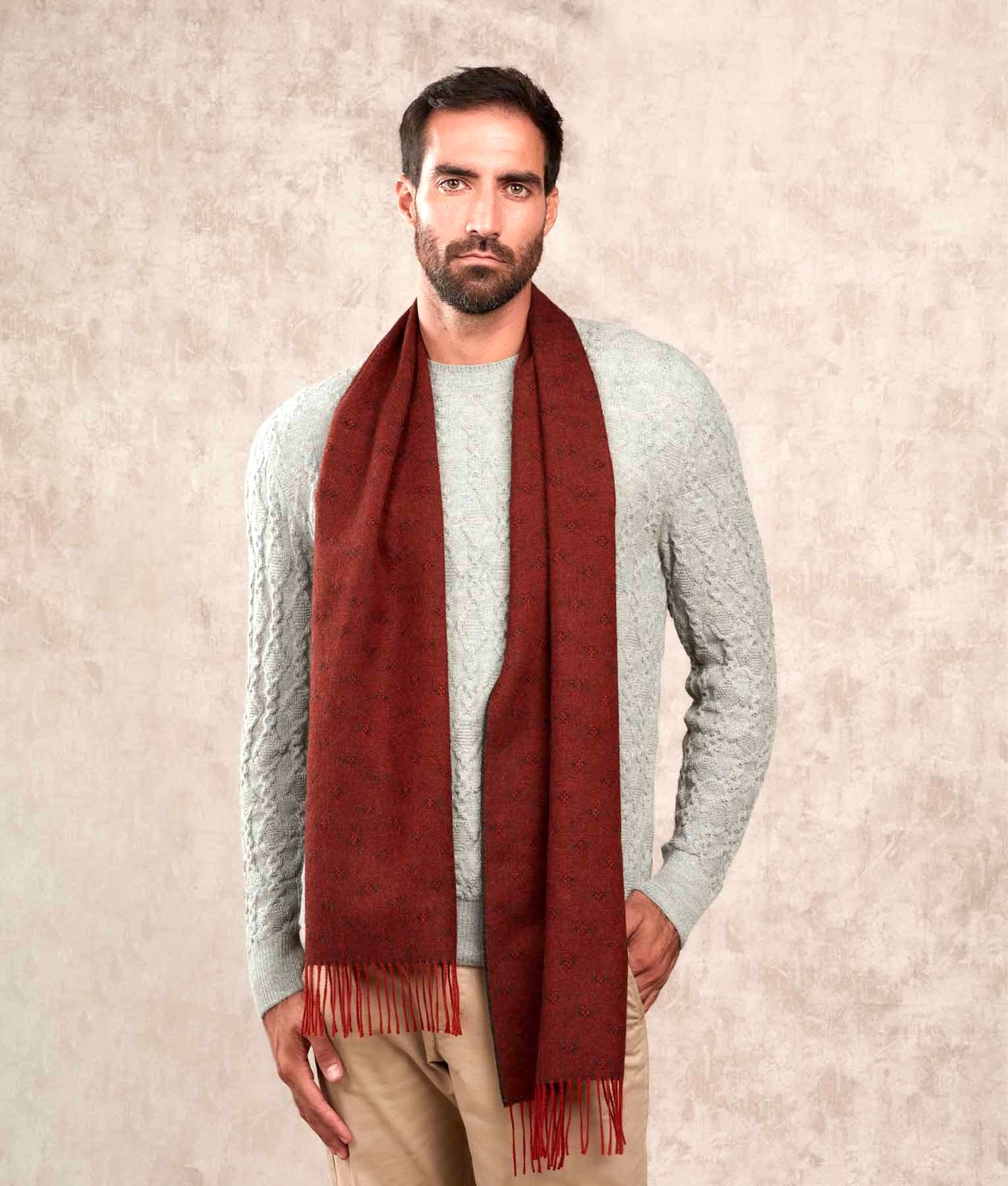 Los Adoquines Alpaca Scarf - Heather Tomato & Charcoal C005 - Unisex