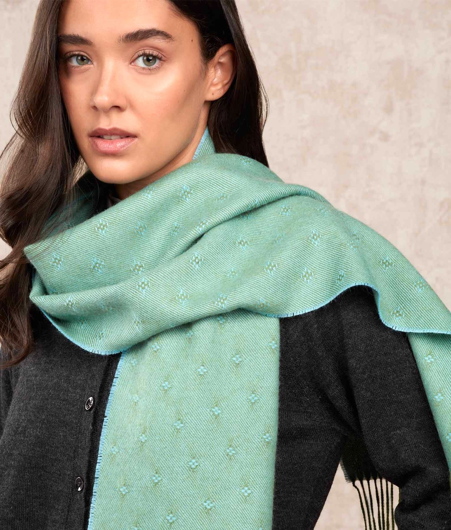 Los Adoquines Alpaca Scarf - Green & Light Blue C010 - Unisex