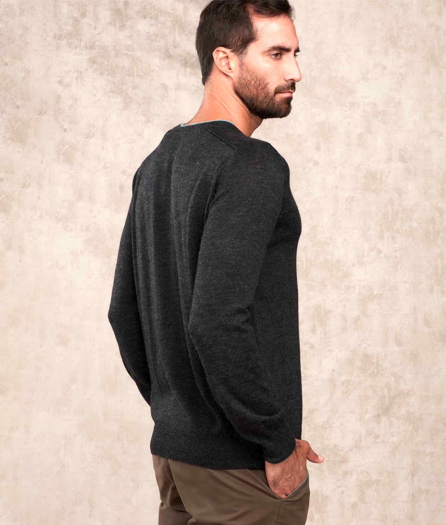 Classic Jersey Saddle Shoulder Crew Neck - Jumper - Charcoal - Men's