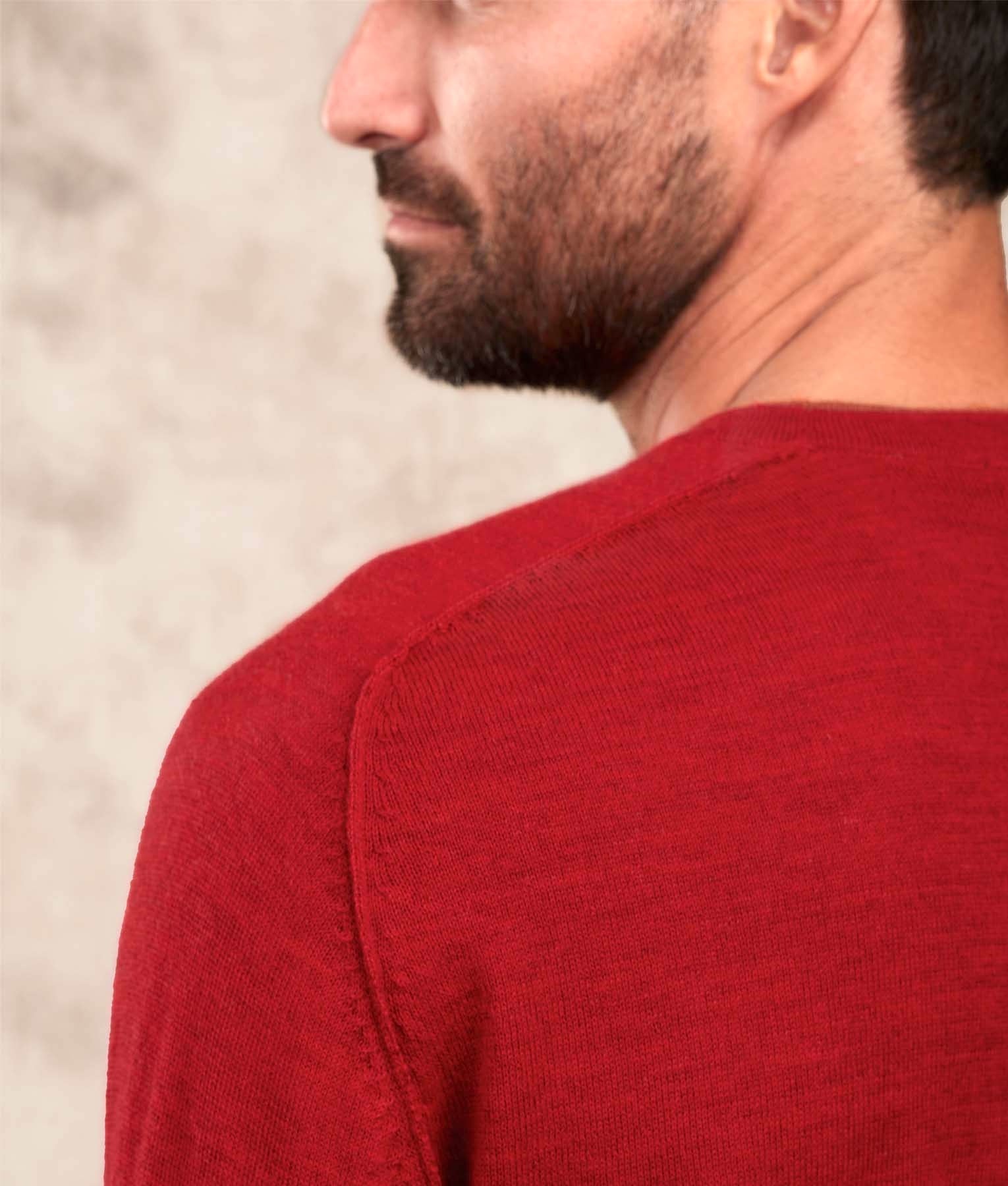 Classic Jersey Saddle Shoulder Crew Neck - Red C013 - Men's