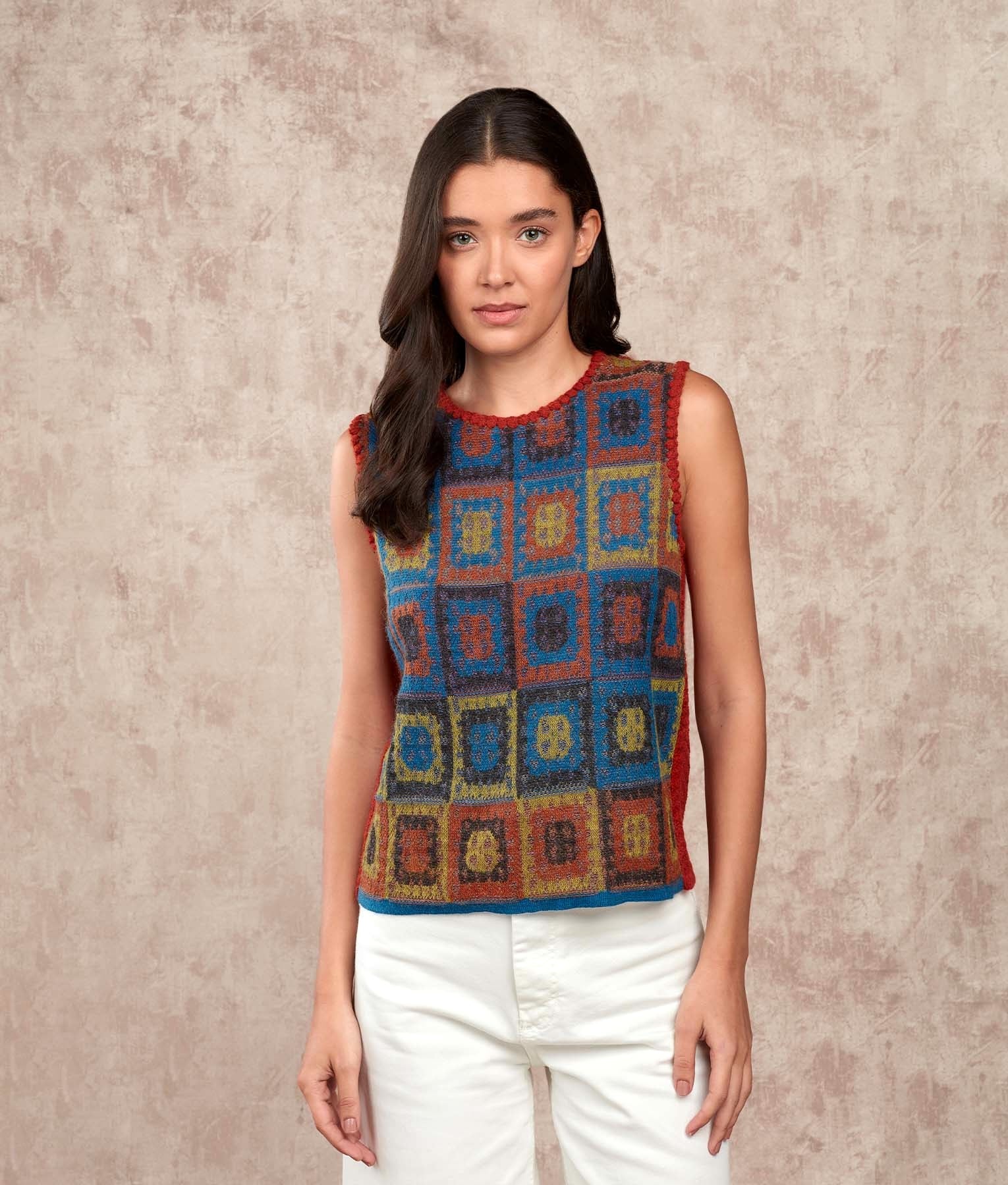 Dreams Of Crochet O Neck Vest - Multicoloured C005 - Women's