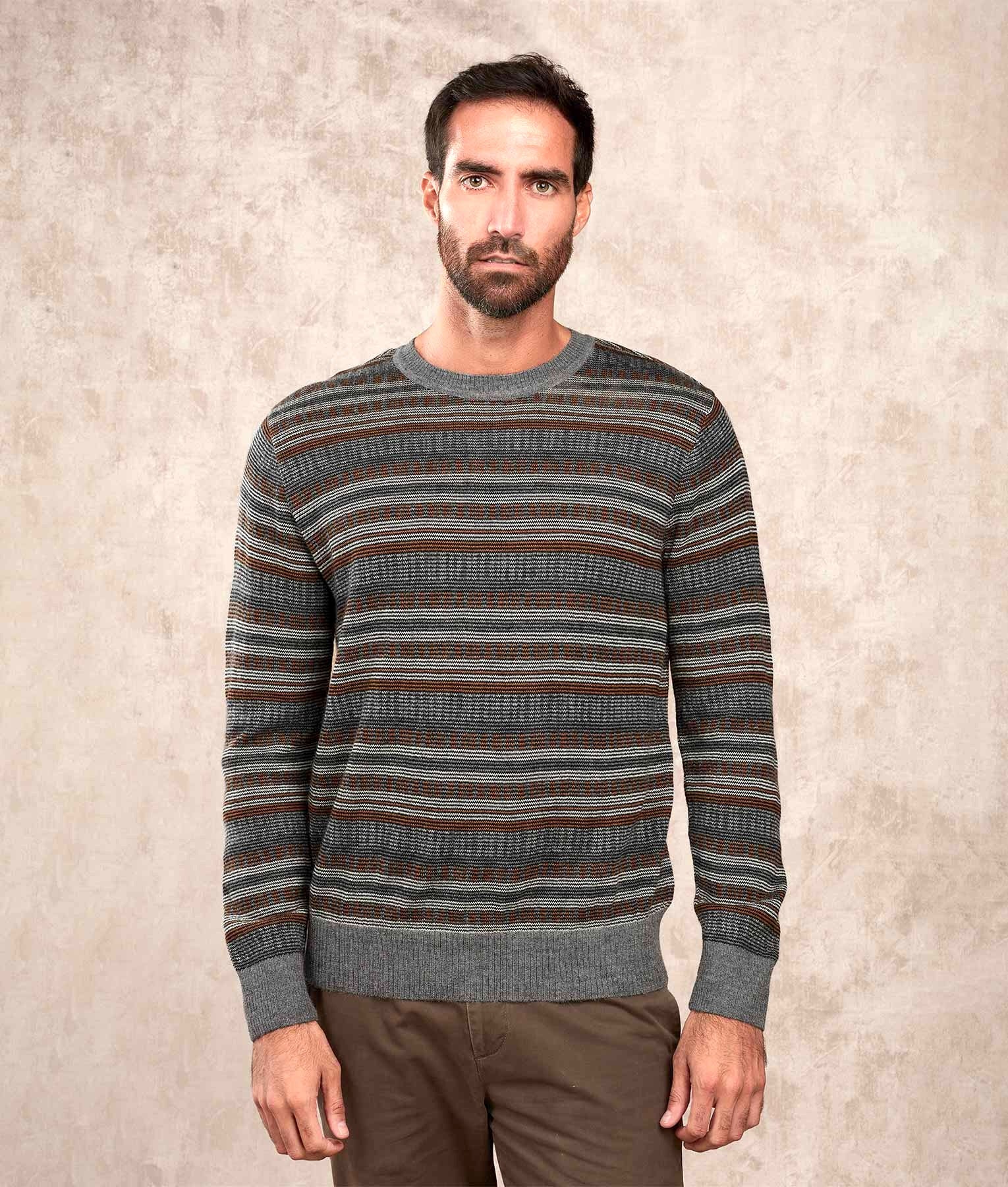 Classic Interlock Stripes - Jumper - Multicoloured Grey - Men's