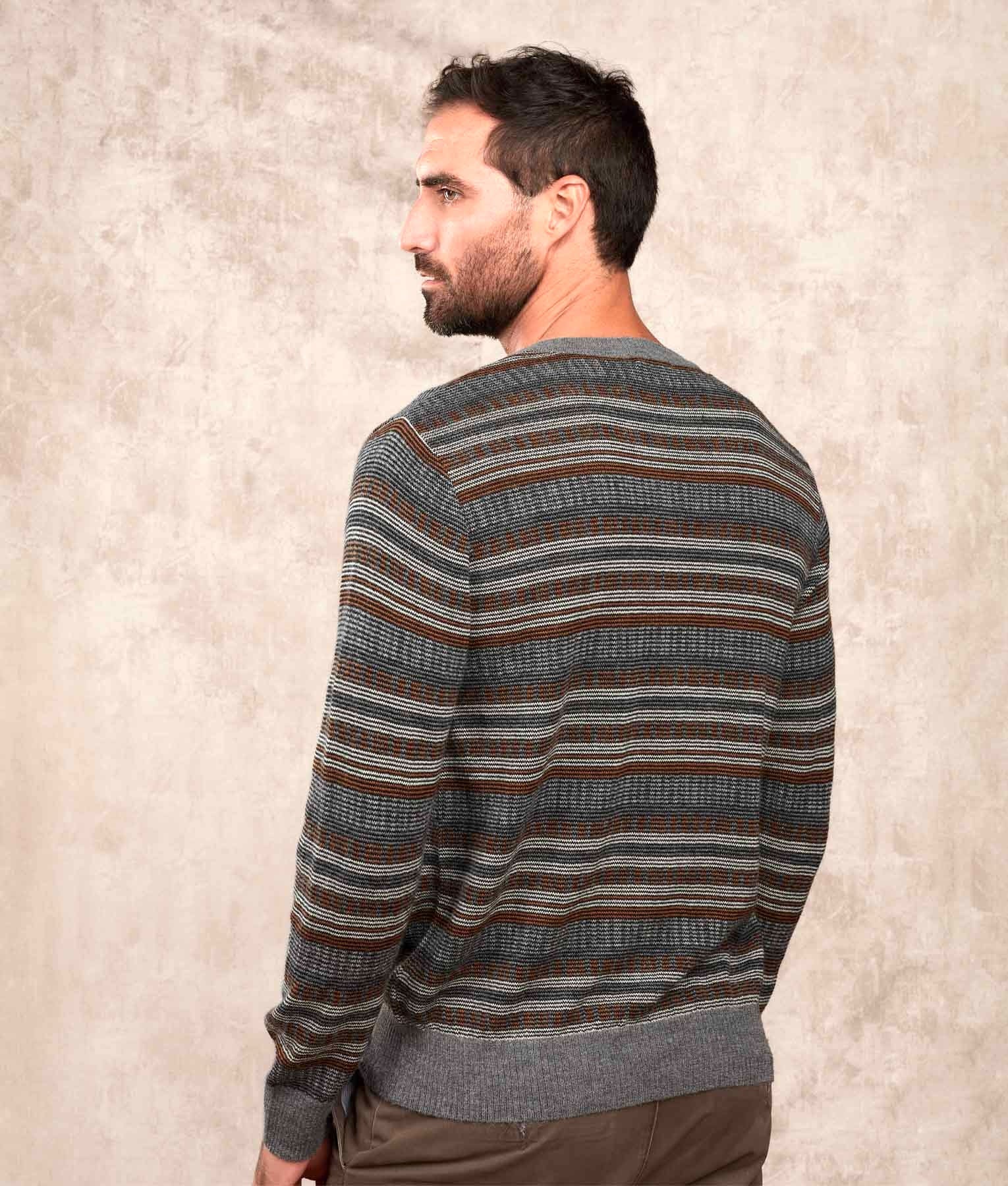 Classic Interlock Stripes - Jumper - Multicoloured Grey - Men's