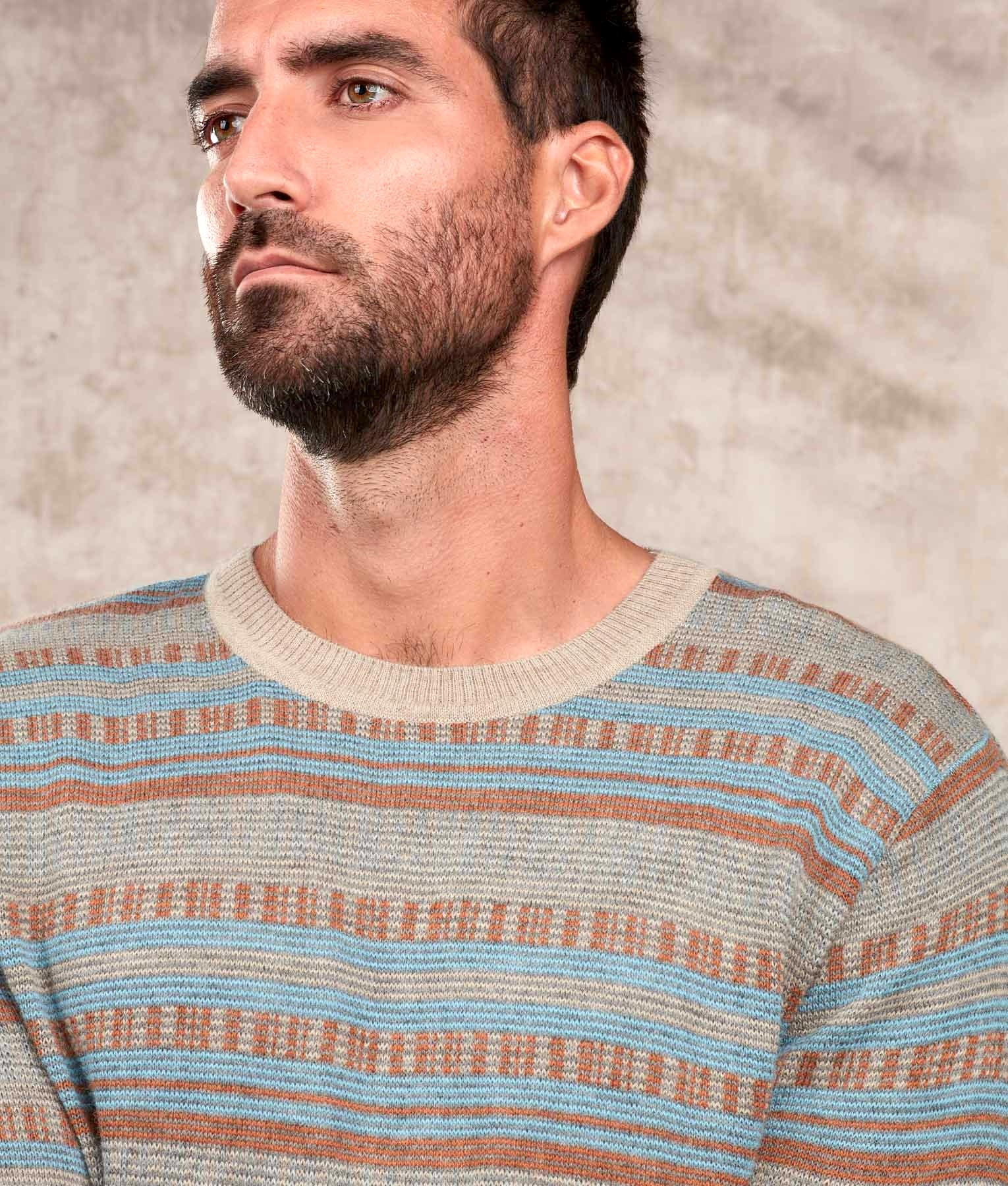 Classic Interlock Stripes - Jumper - Multicoloured Oatmeal - Men's