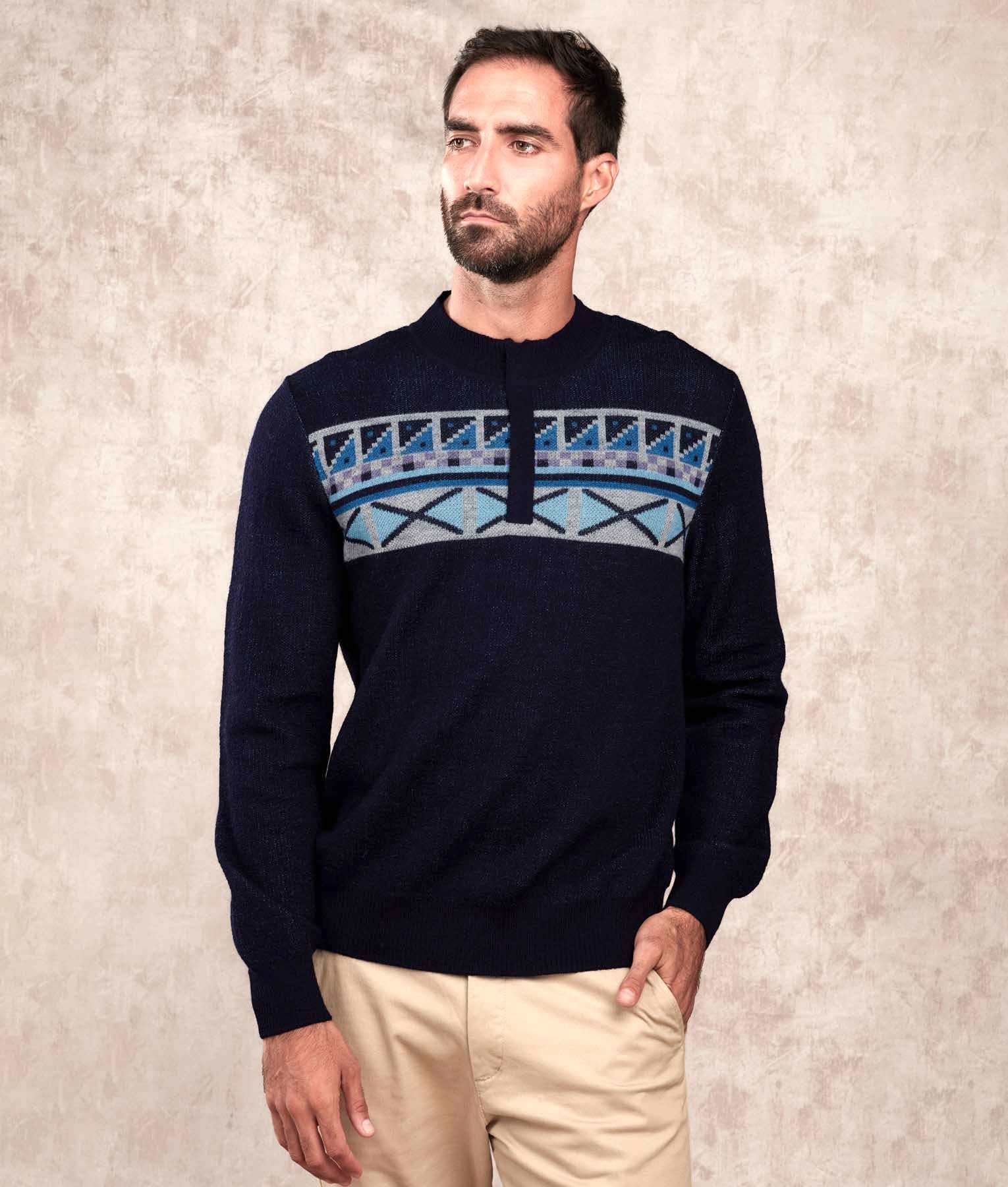 Colours & Clay Alpaca Jumper - Blue C004 - Men's