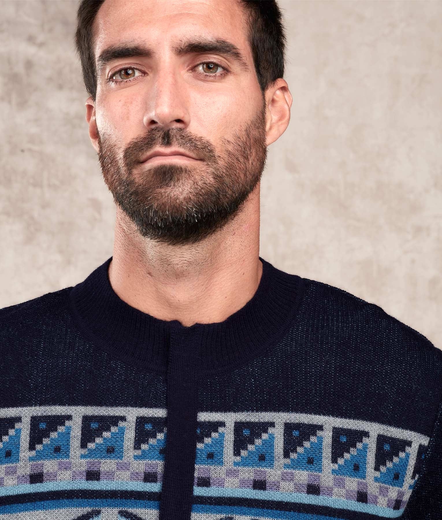 Colours & Clay Alpaca Jumper - Blue C004 - Men's