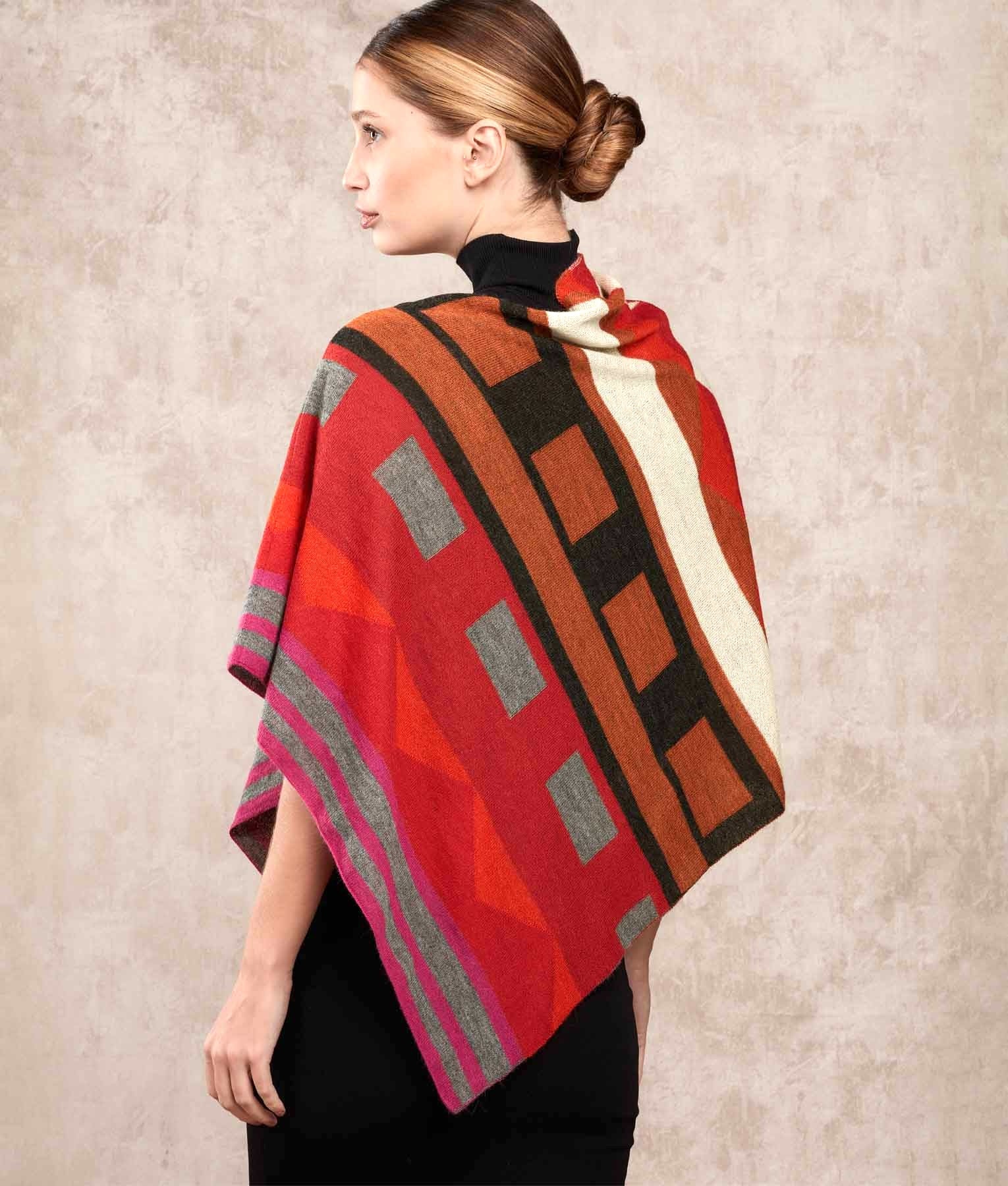 El Pontro - Poncho - Multicoloured Red - Women's