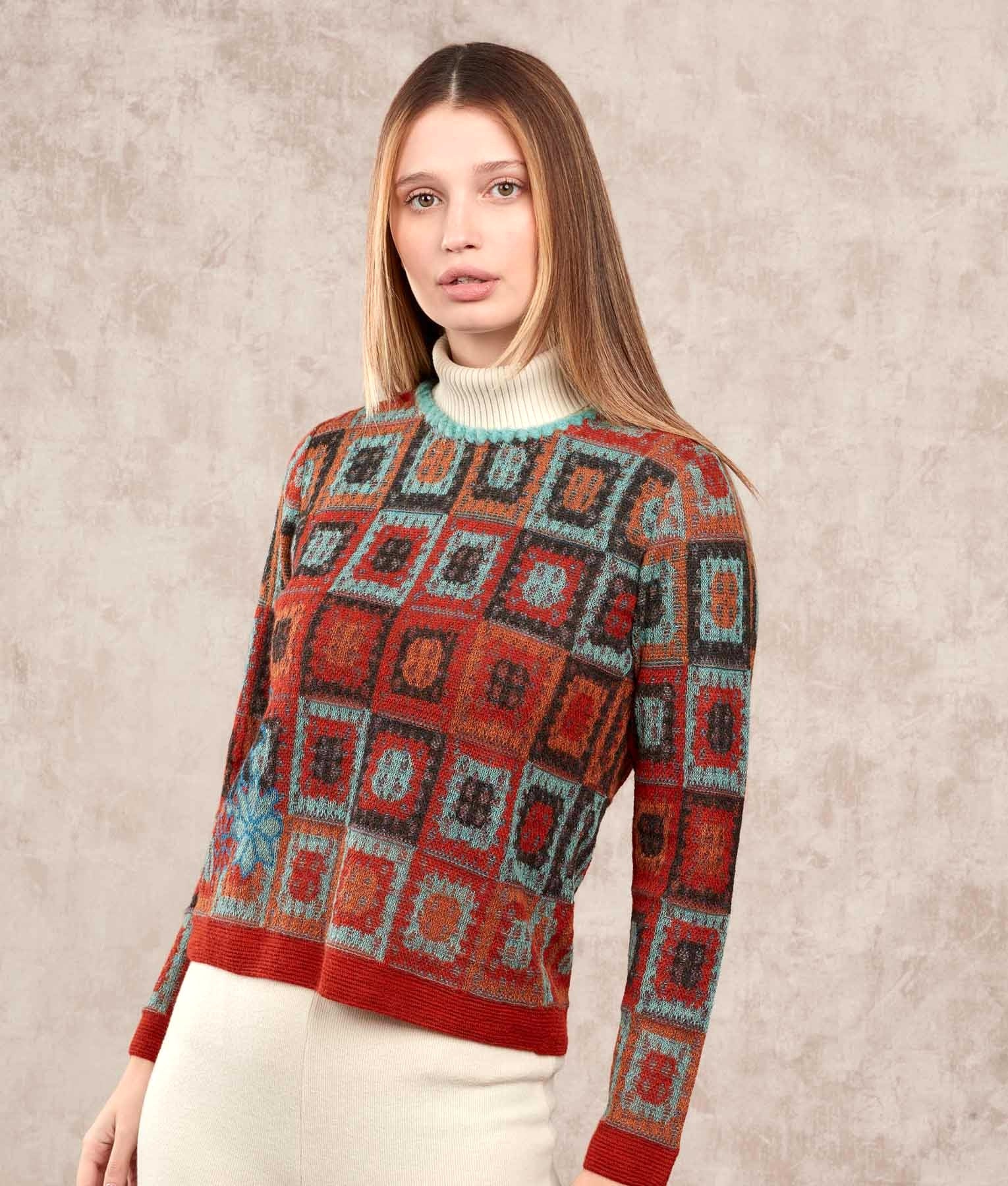 Favo Crew Neck Jumper - Multicoloured C003 - Women's