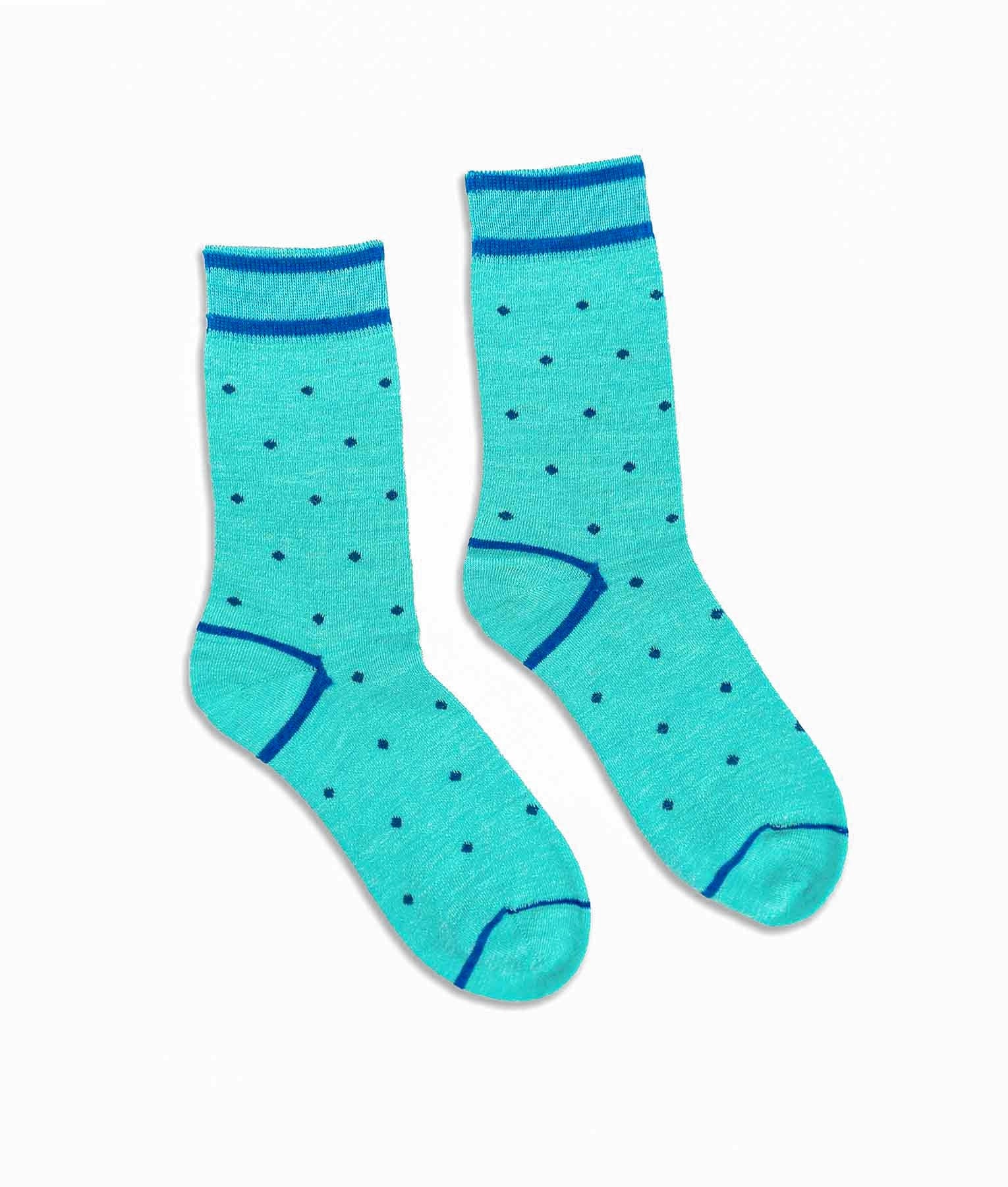 Polka Dots - Socks - Aqua and Blue - Women's