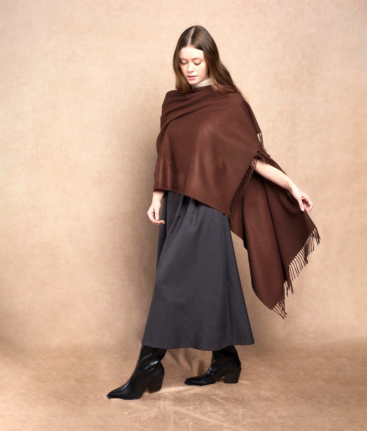 Premium Baby Alpaca Shawl - Chocolate AM17946 - Unisex
