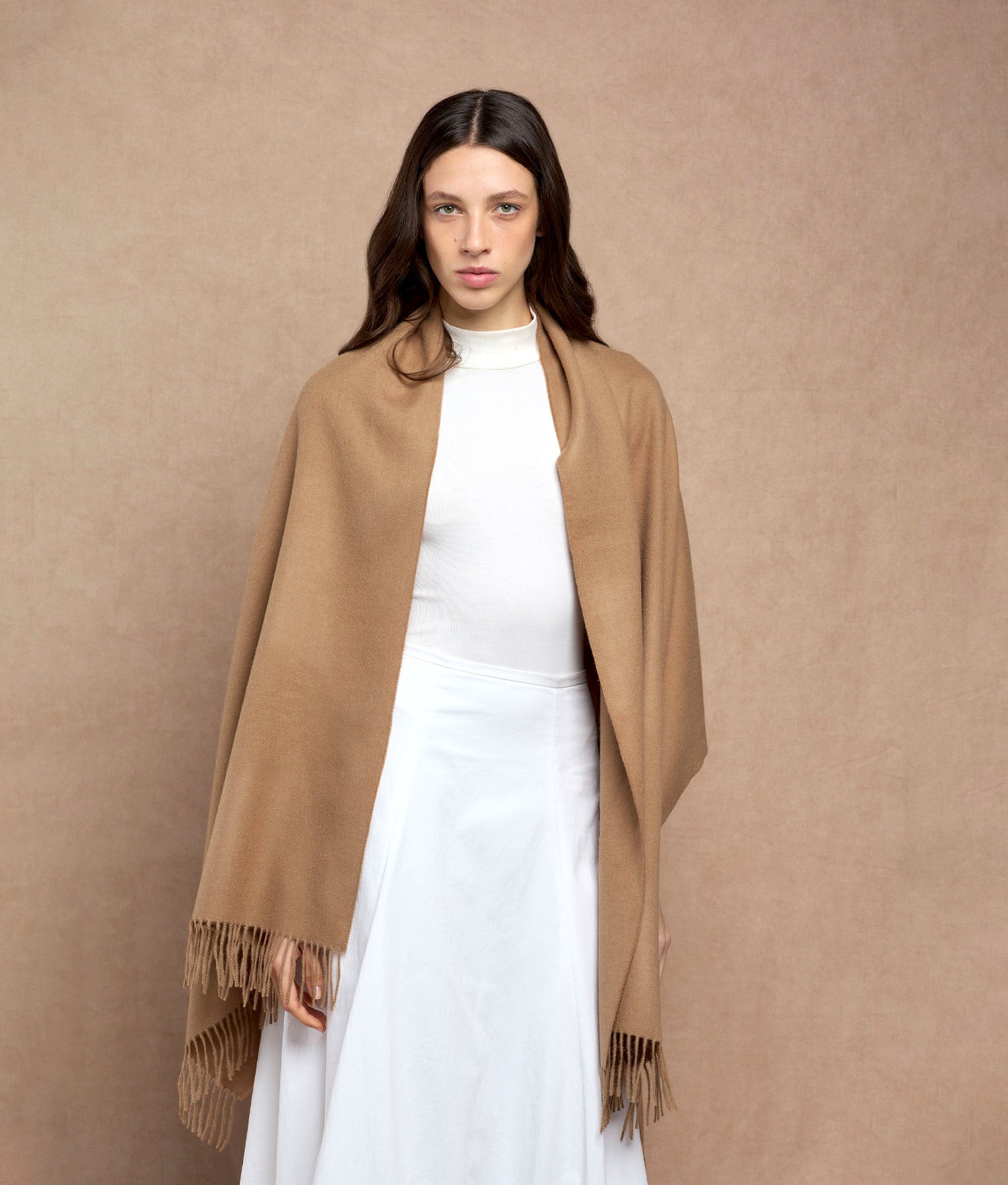 Premium Baby Alpaca Shawl - Camel 204 - Unisex