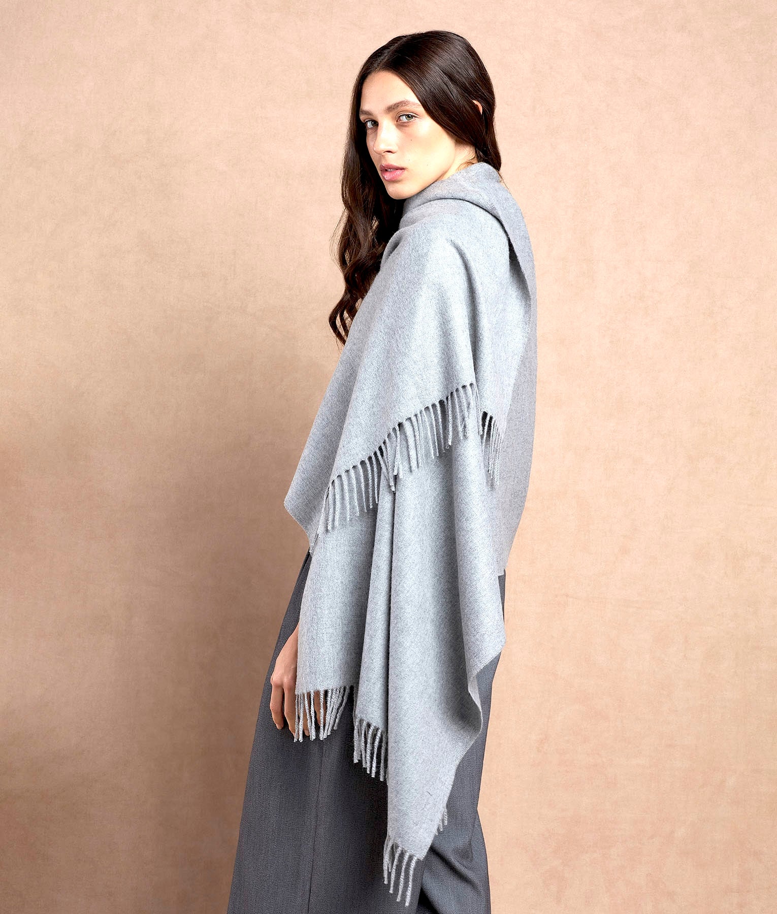 Premium Baby Alpaca Shawl - Light Grey 401 -  Unisex