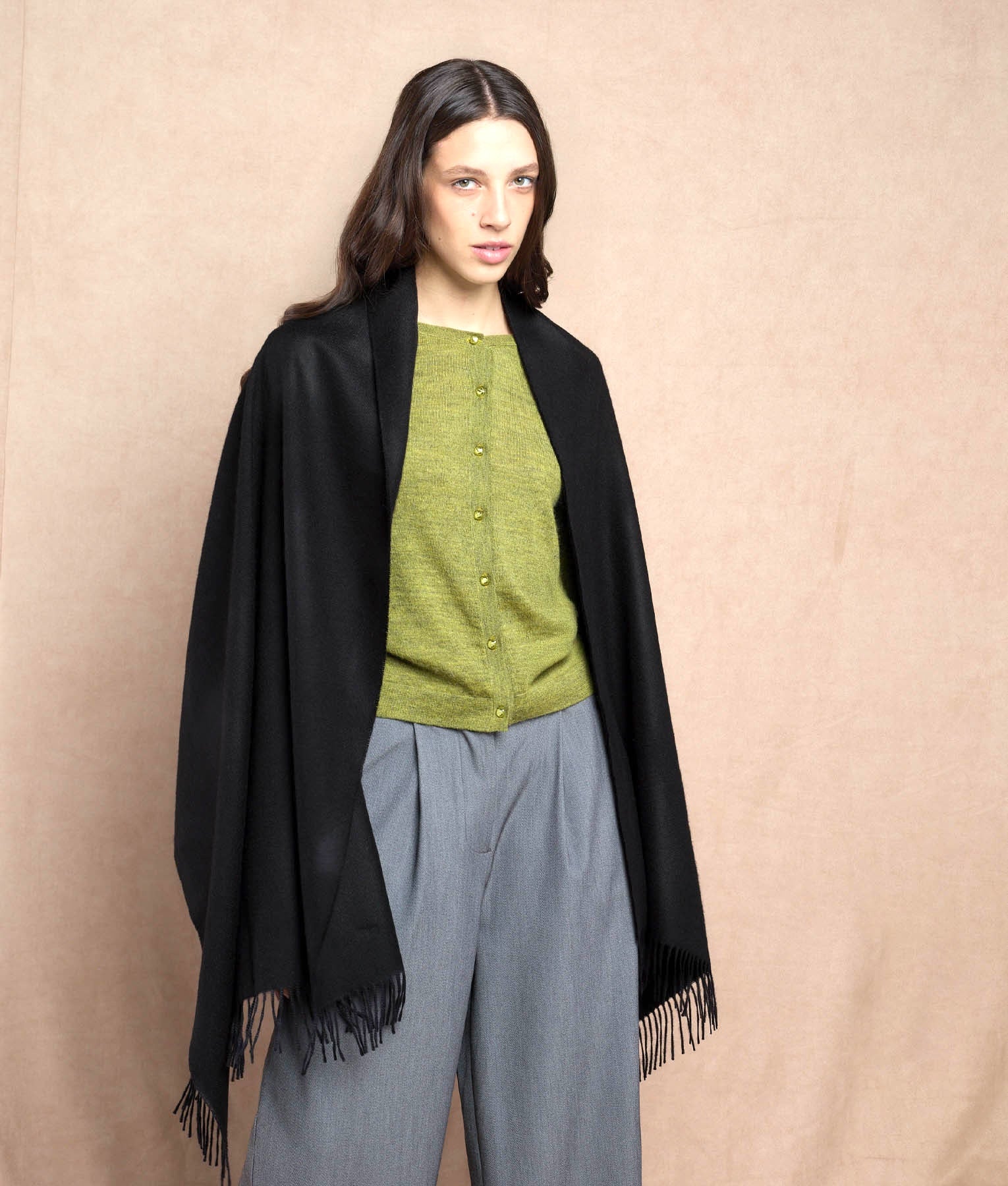 Premium Alpaca Shawl - Black - Unisex