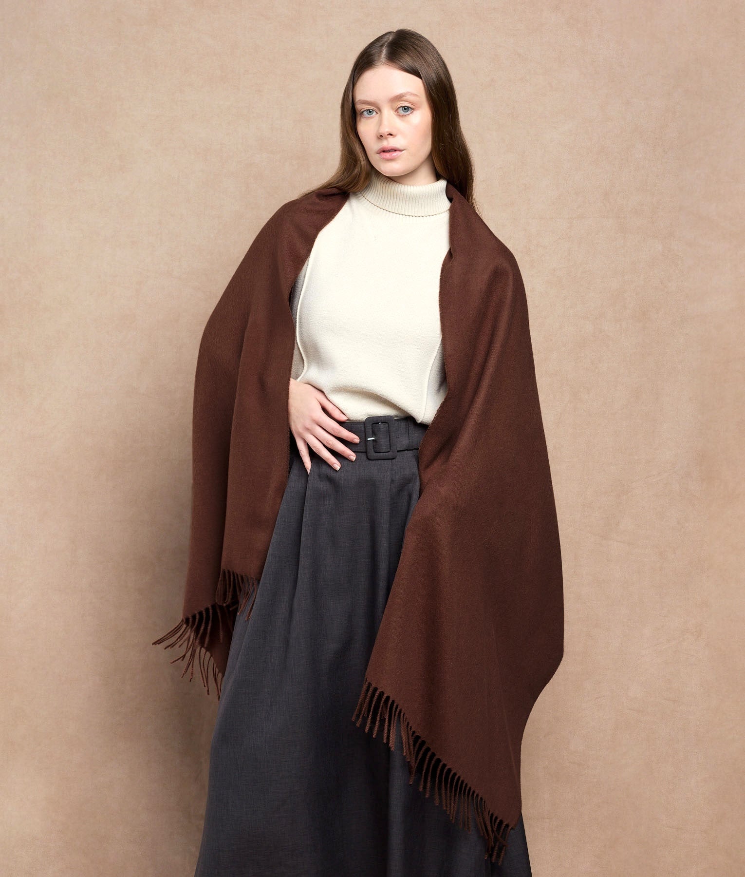 Premium Baby Alpaca Shawl - Chocolate AM17946 - Unisex