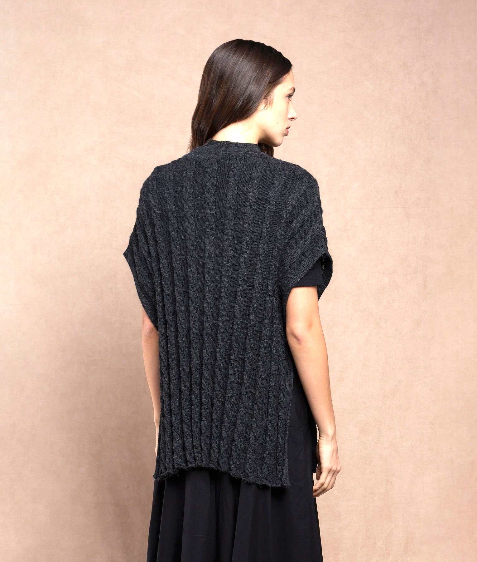 Cables & Structures Poncho With Sleeves C003