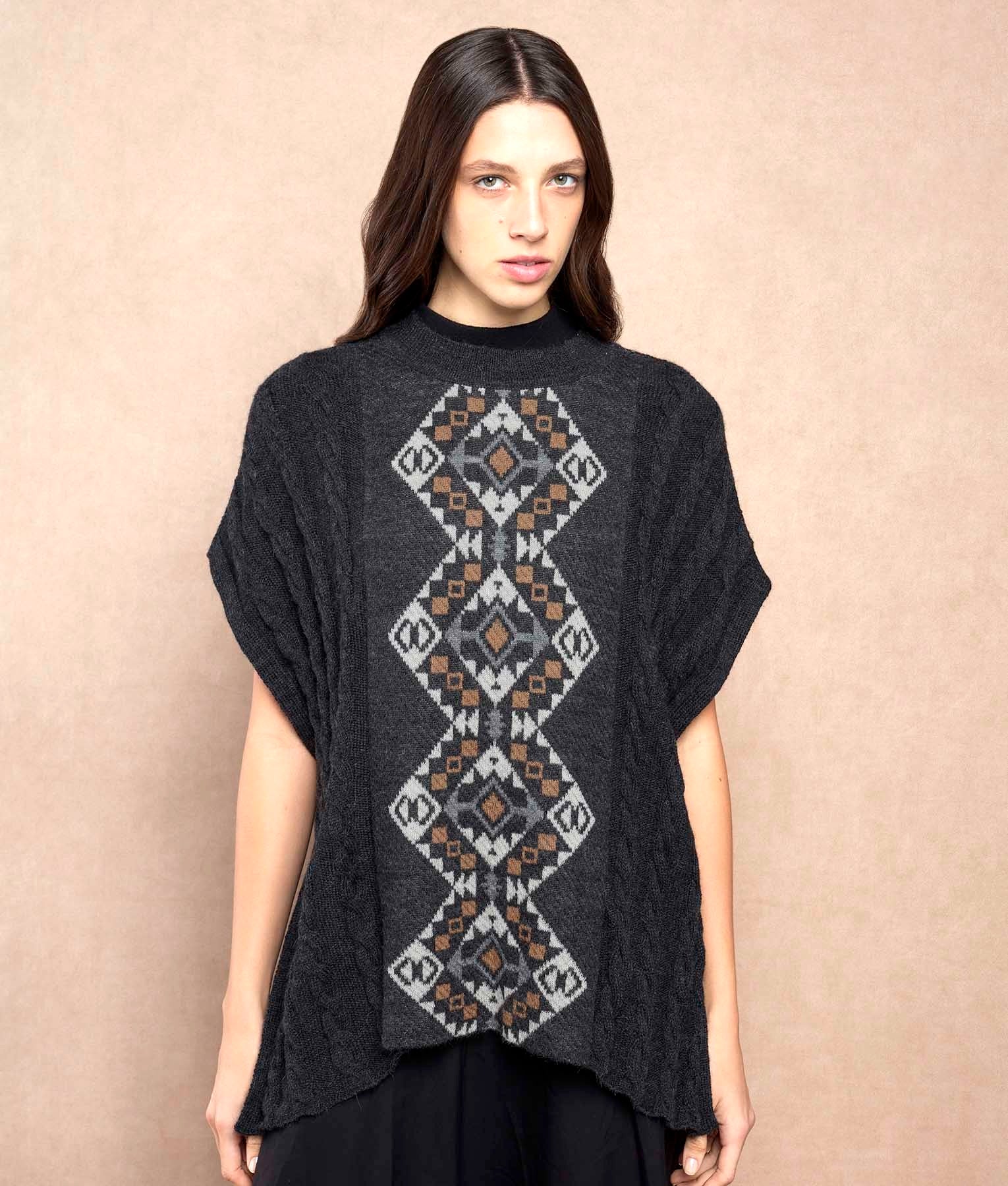 Cables & Structures Poncho With Sleeves C003