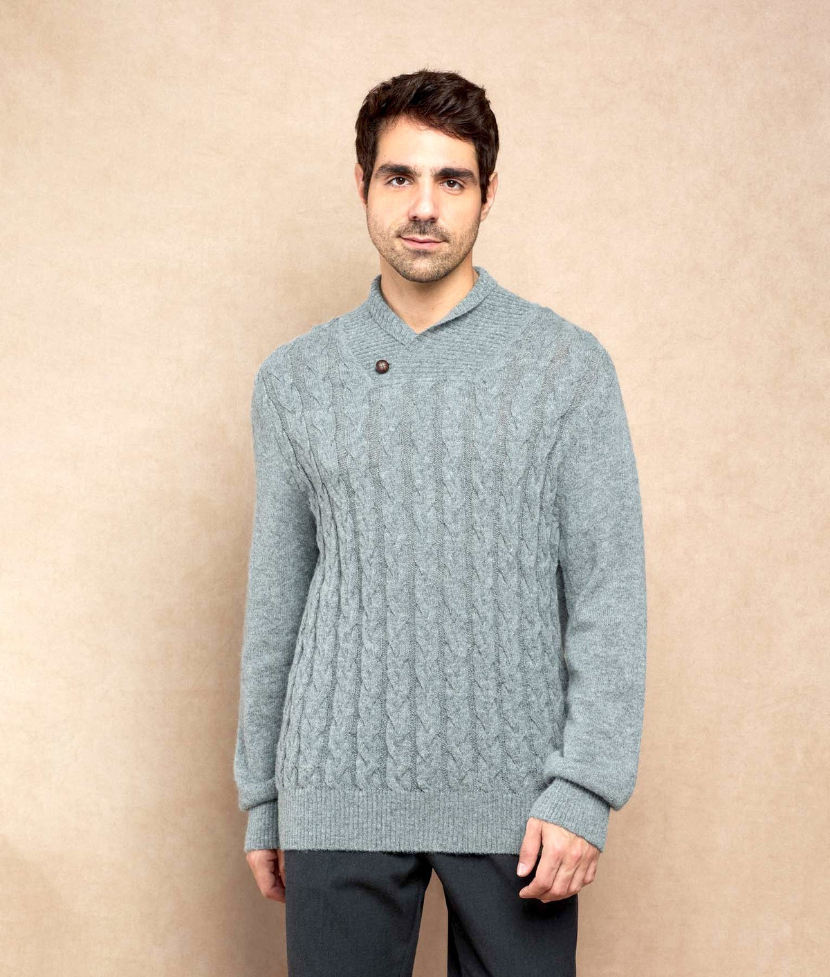 Men's Wheat Cables Shawls Neck Jumper SFN41
