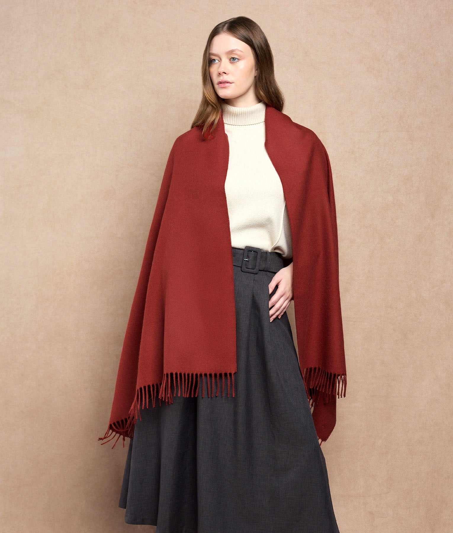 Baby Alpaca Wrap - Wine Red